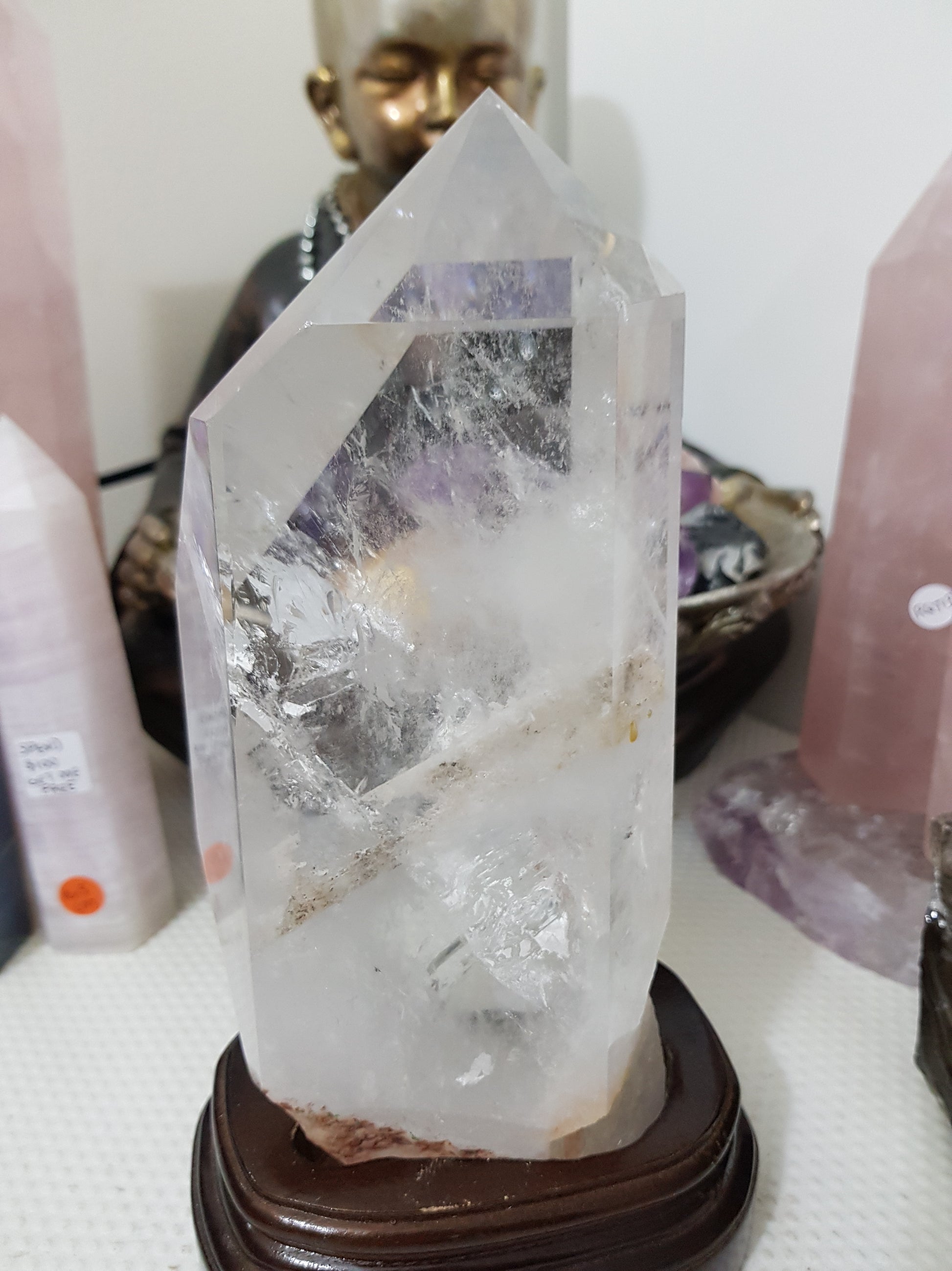 Polished Clear Quartz crystal point specimen from Brazil with exceptional clarity 22.5cm