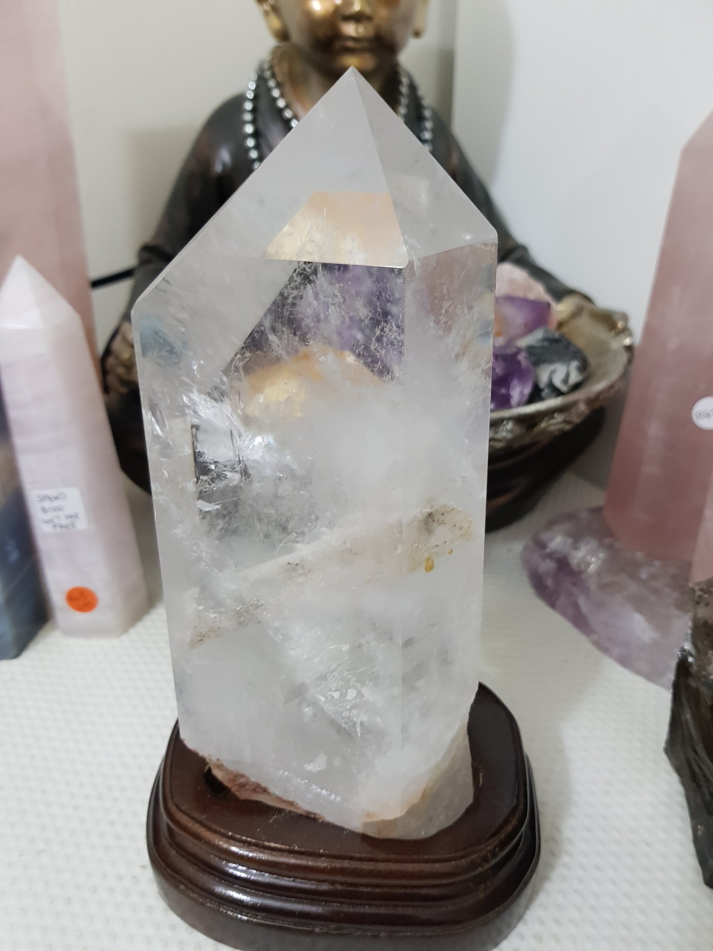 Polished Clear Quartz crystal point specimen from Brazil with exceptional clarity 22.5cm