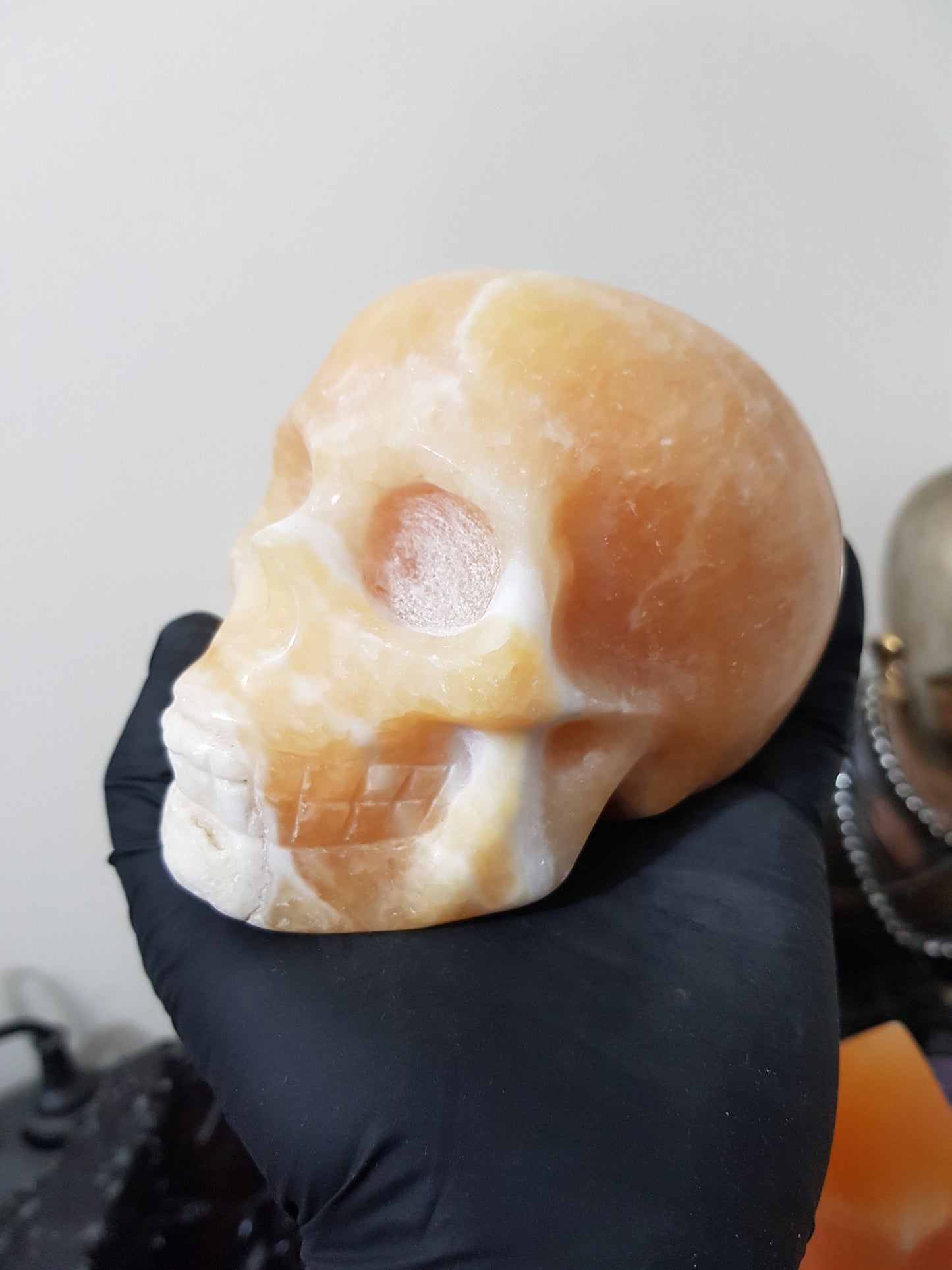 Honey Calcite Crystal Skull Carving – HCS1