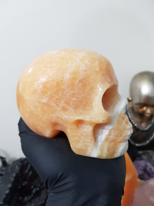 Honey Calcite Crystal Skull Carving – HCS1