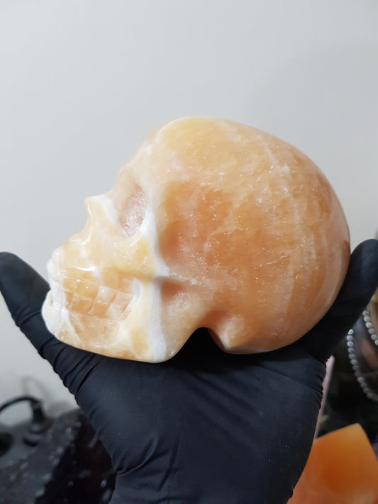 Honey Calcite Crystal Skull Carving – HCS1