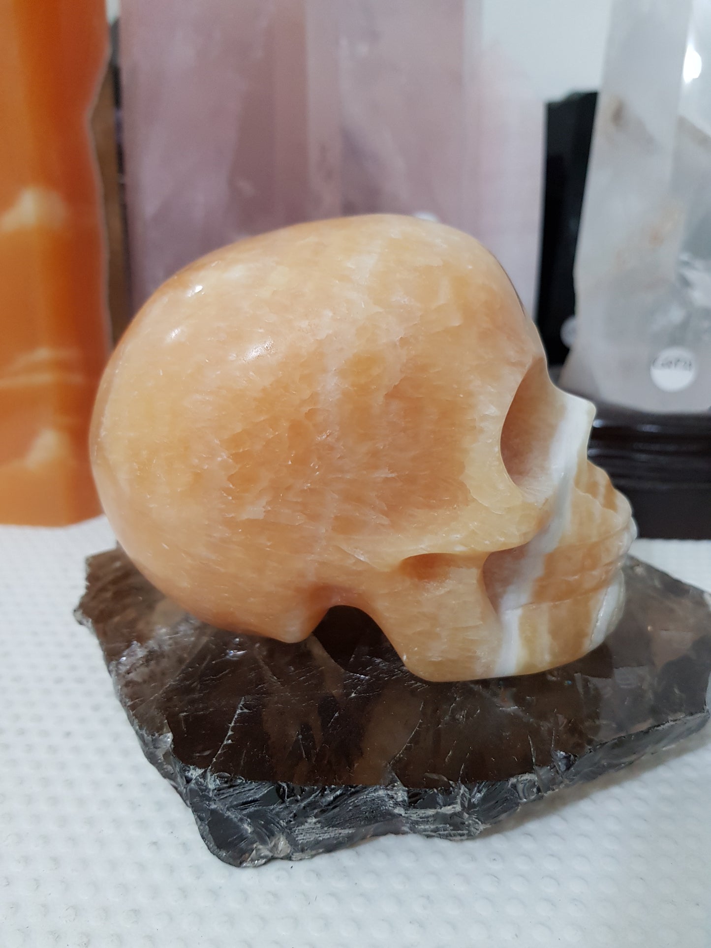 Honey Calcite Crystal Skull Carving – HCS1