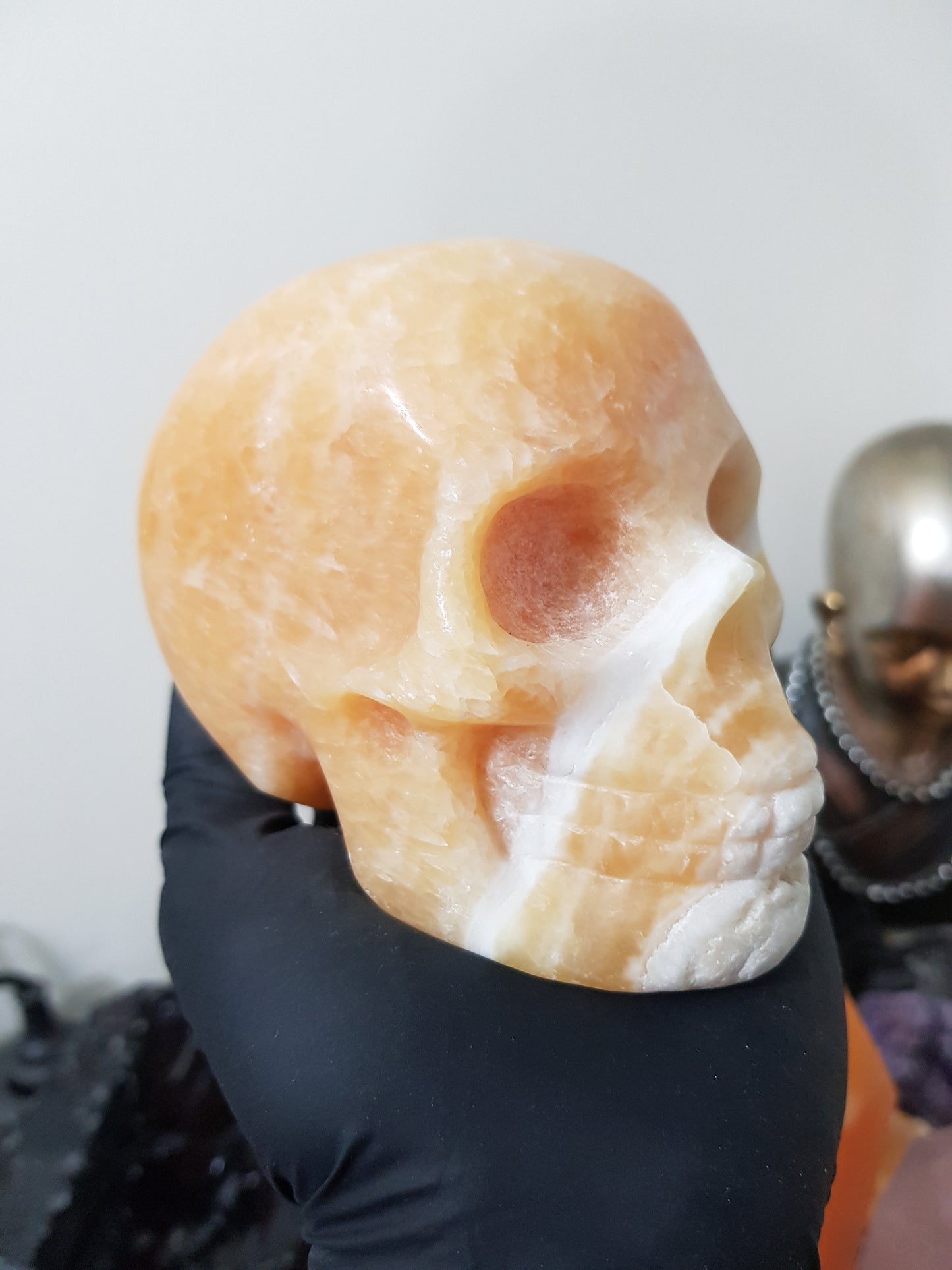 Honey Calcite Crystal Skull Carving – HCS1