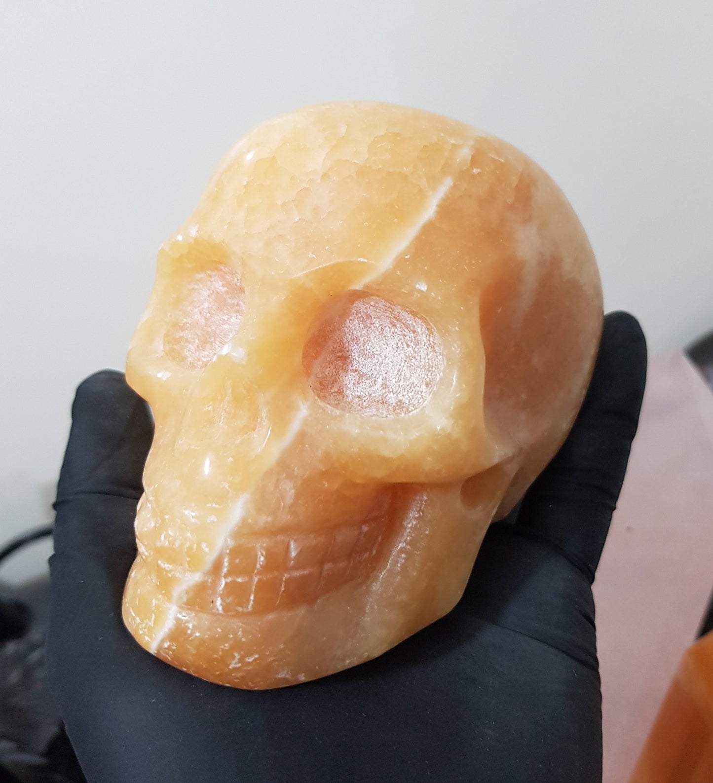 Honey Calcite Crystal Skull Carving – HCS3