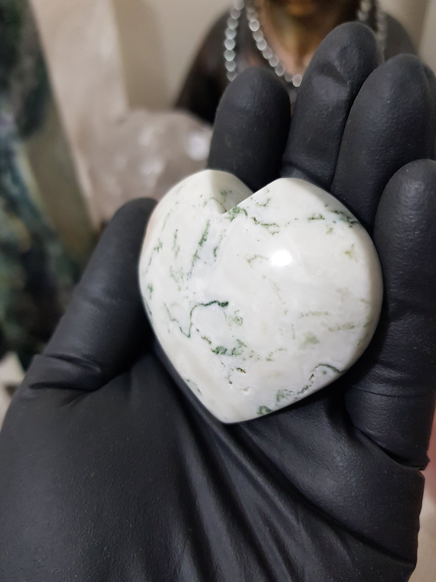 Moss Agate Crystal Heart – MAH1