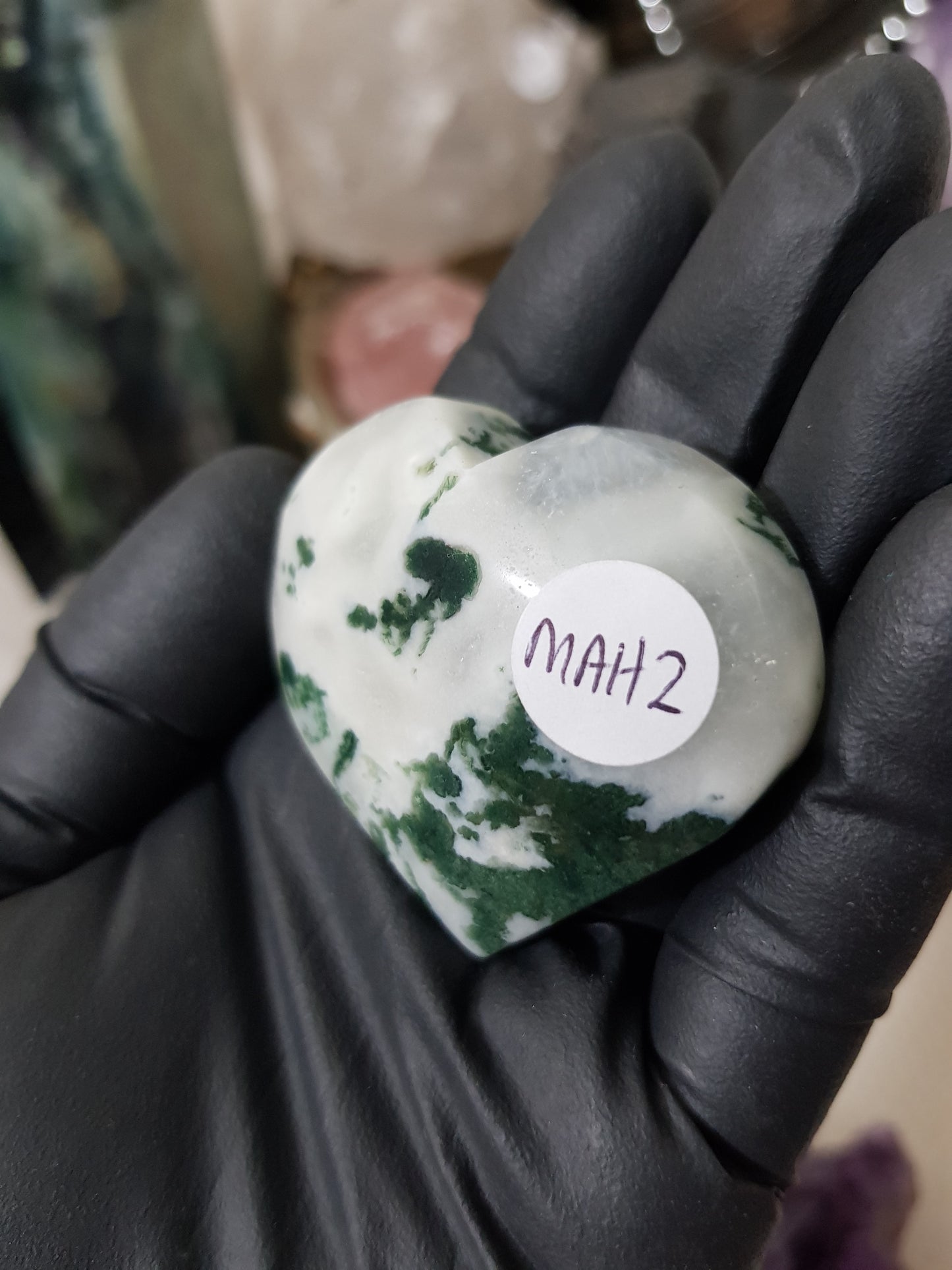 Moss Agate Crystal Heart – MAH2
