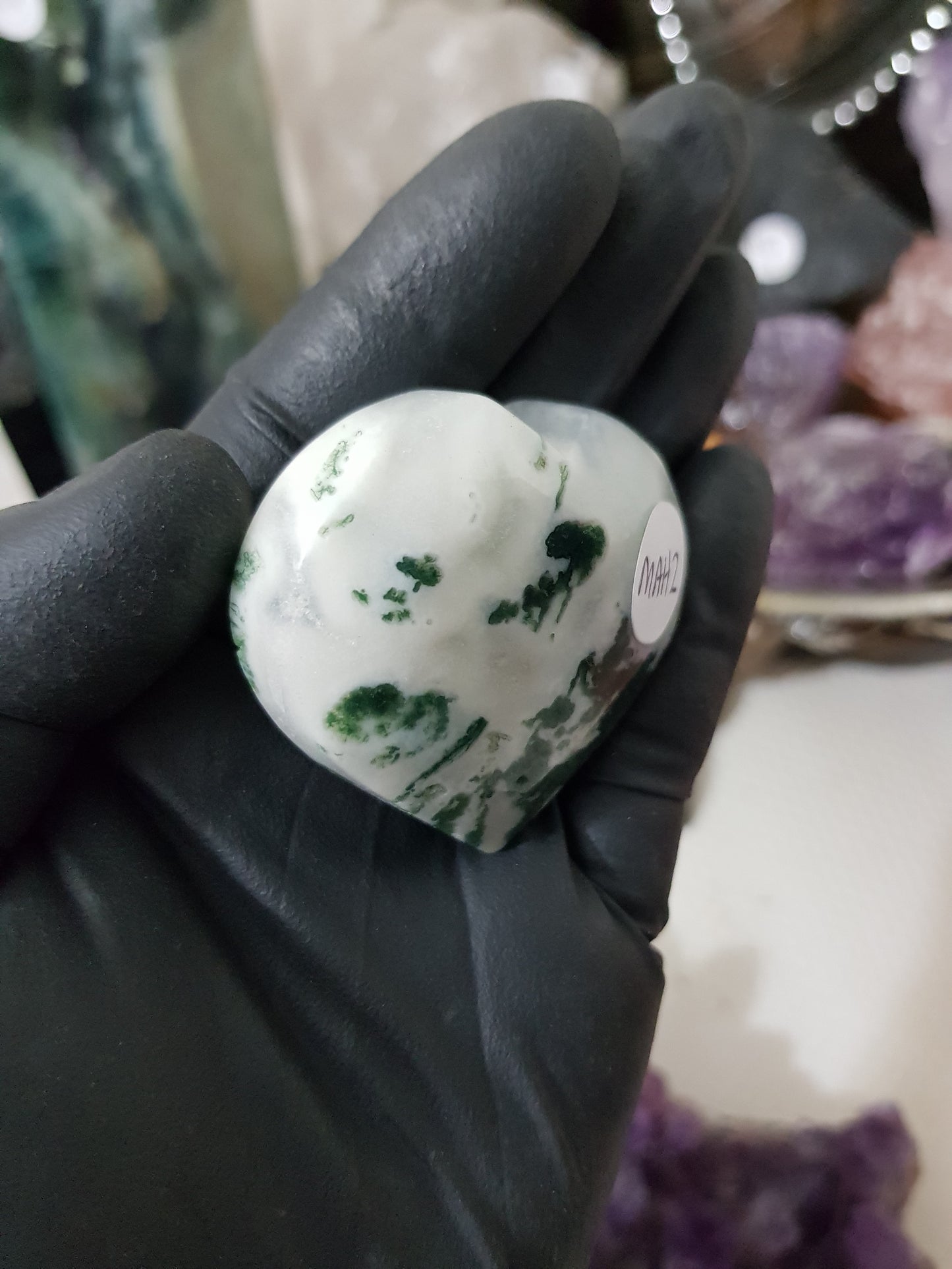 Moss Agate Crystal Heart – MAH2