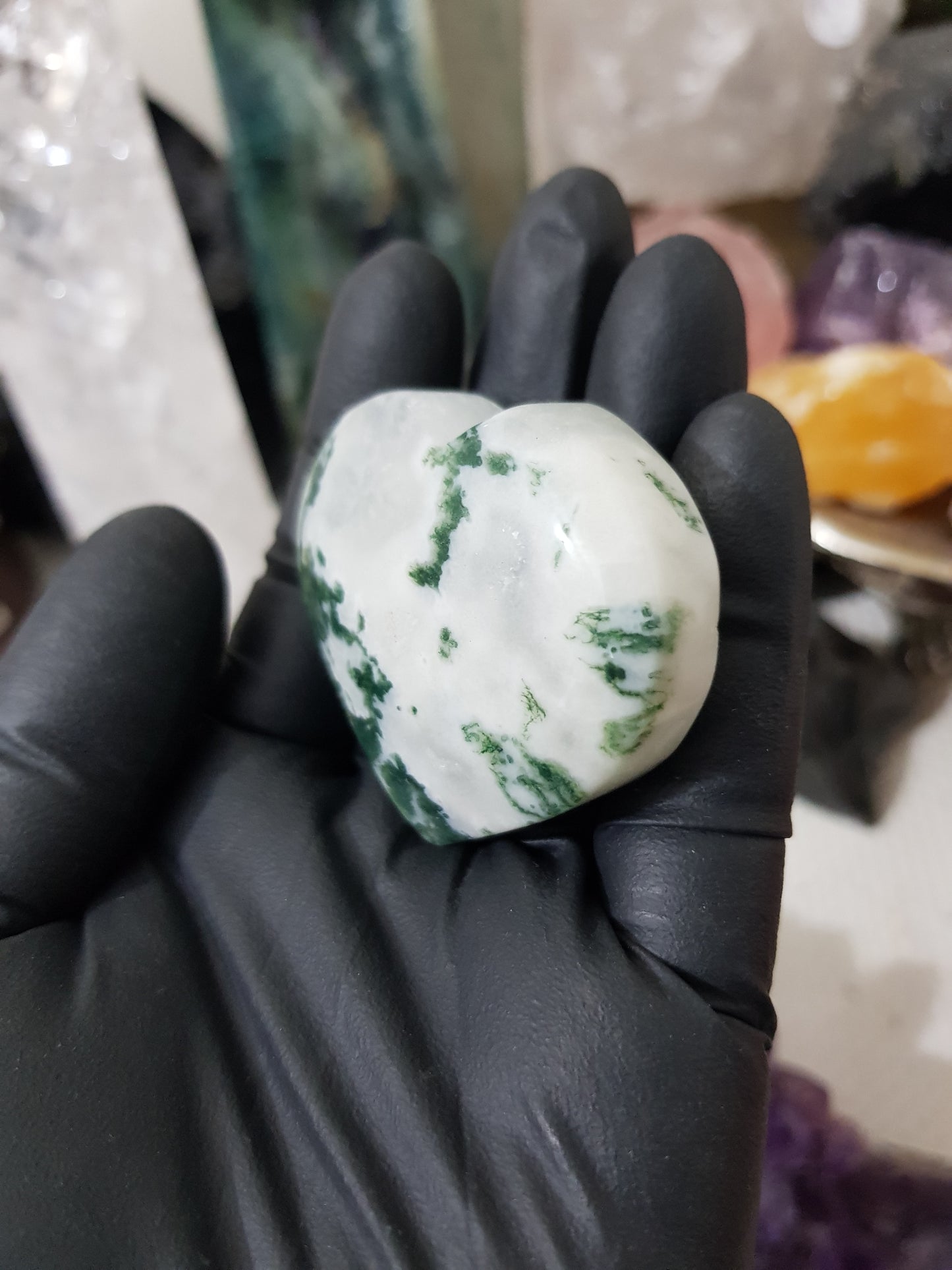 Moss Agate Crystal Heart – MAH2