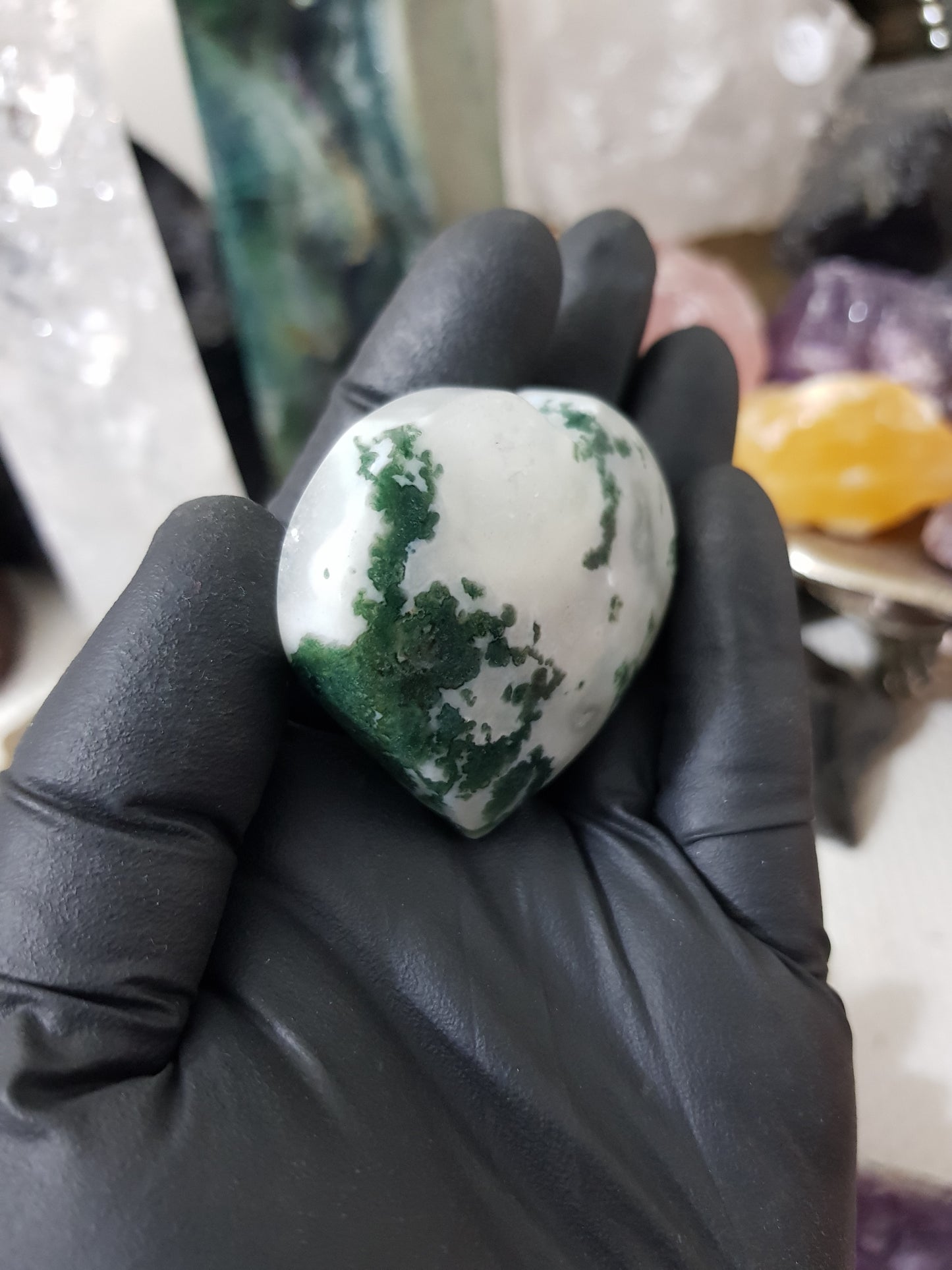 Moss Agate Crystal Heart – MAH2