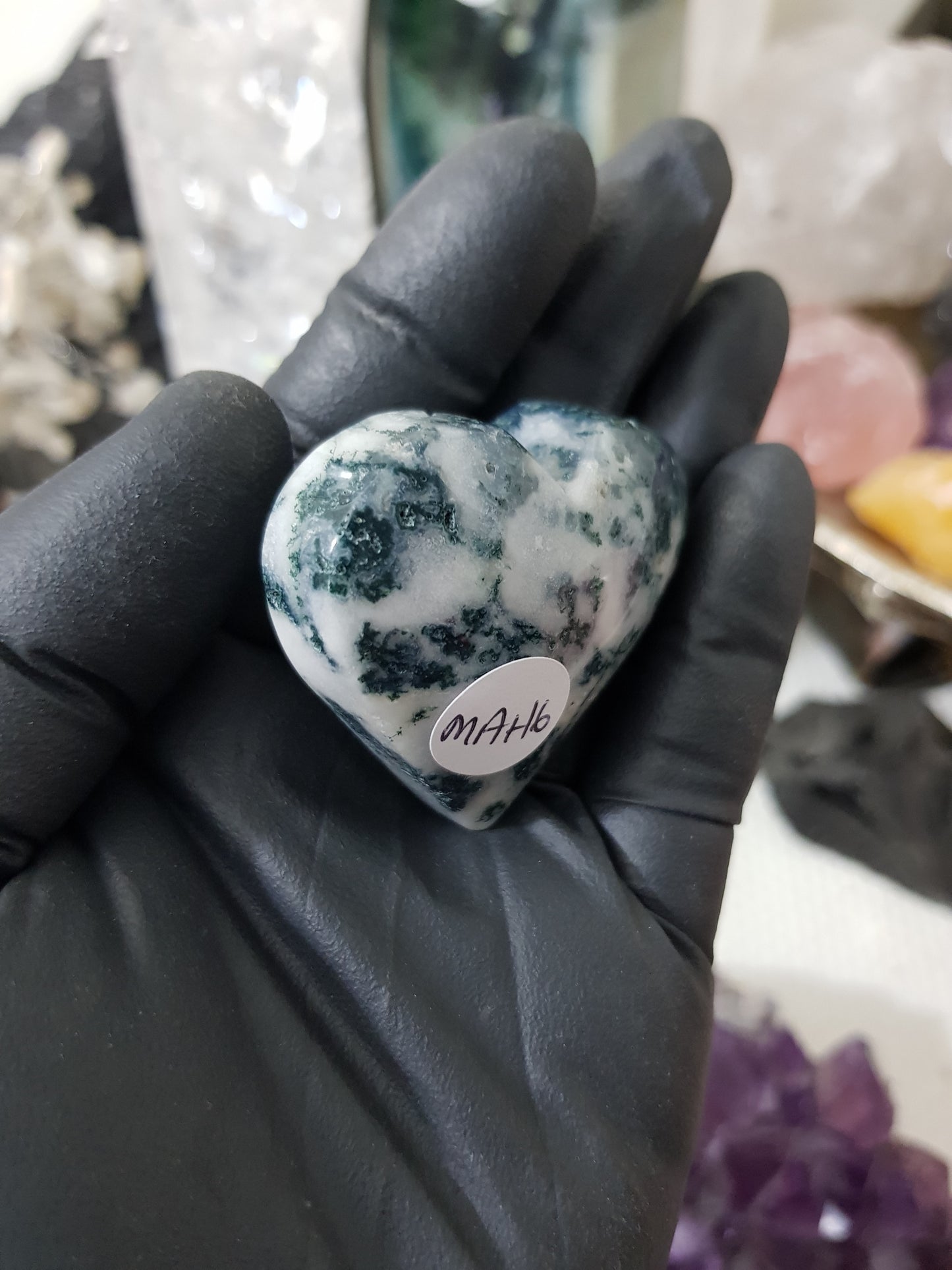 Moss Agate Crystal Heart – MAH6