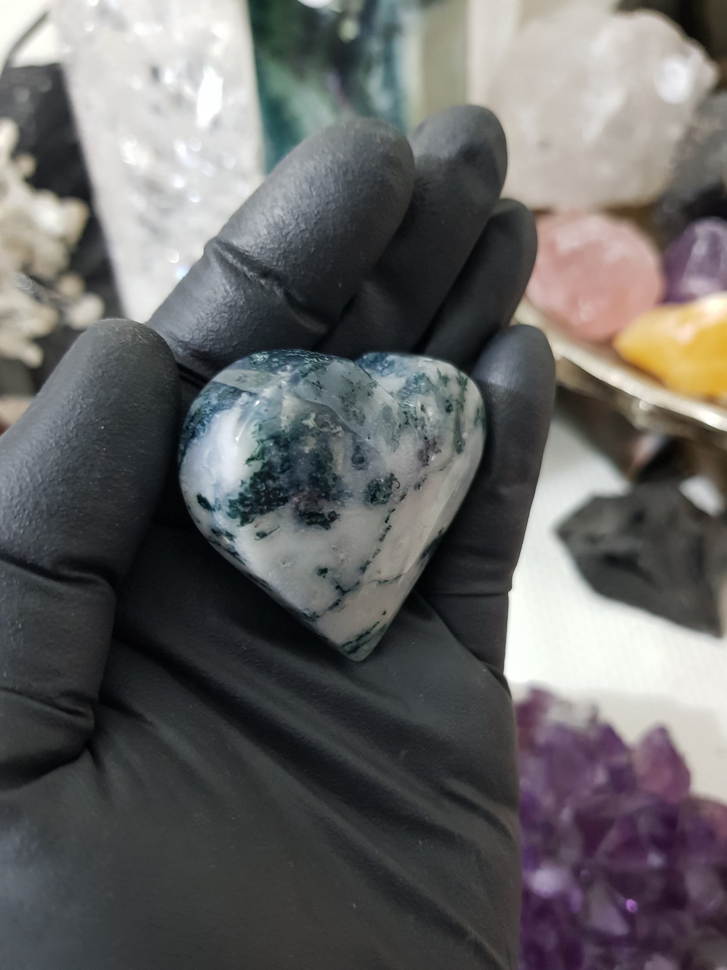 Moss Agate Crystal Heart – MAH6