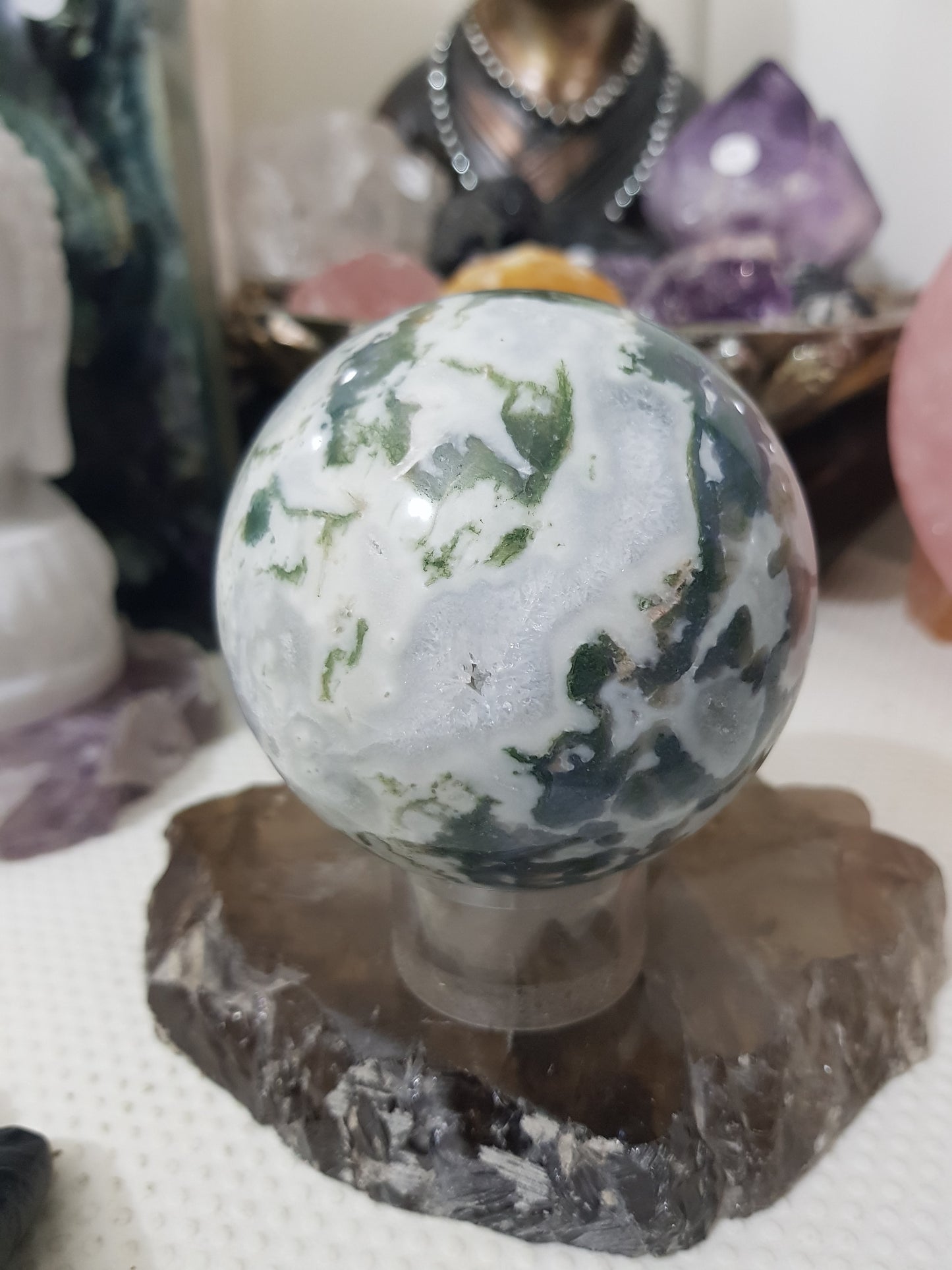 Moss Agate Crystal Sphere – MASP6