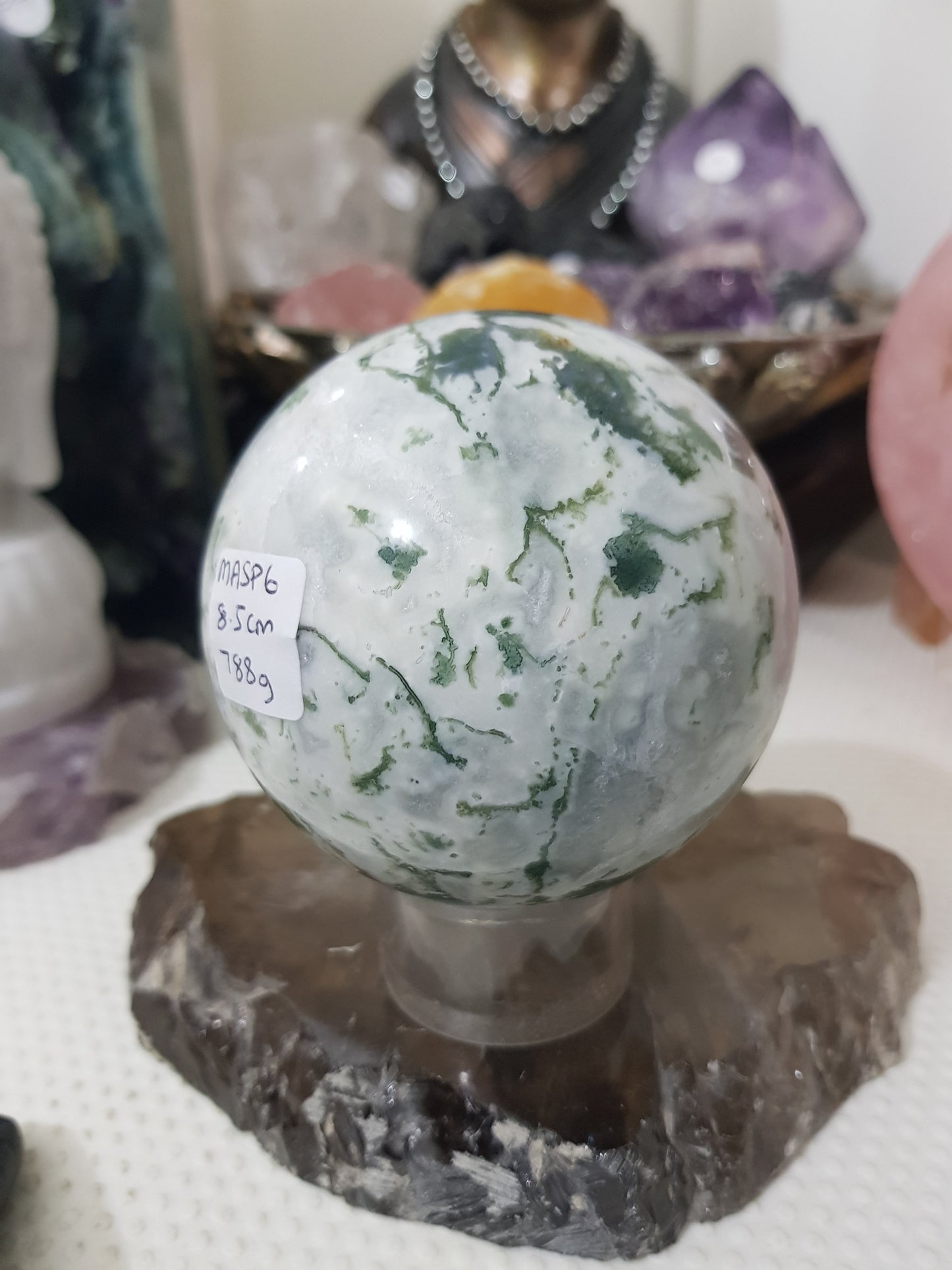 Moss Agate Crystal Sphere – MASP6