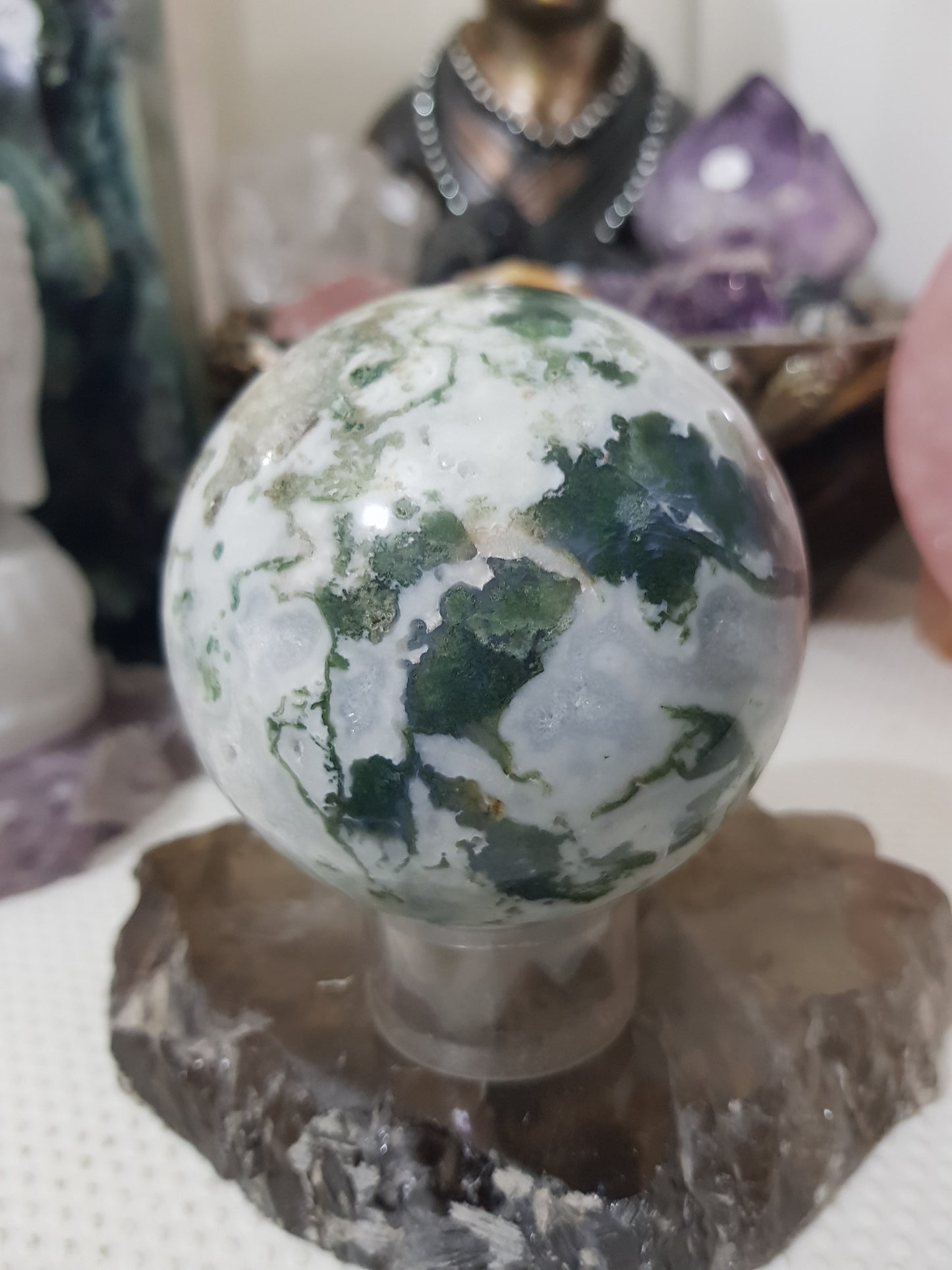 Moss Agate Crystal Sphere – MASP6