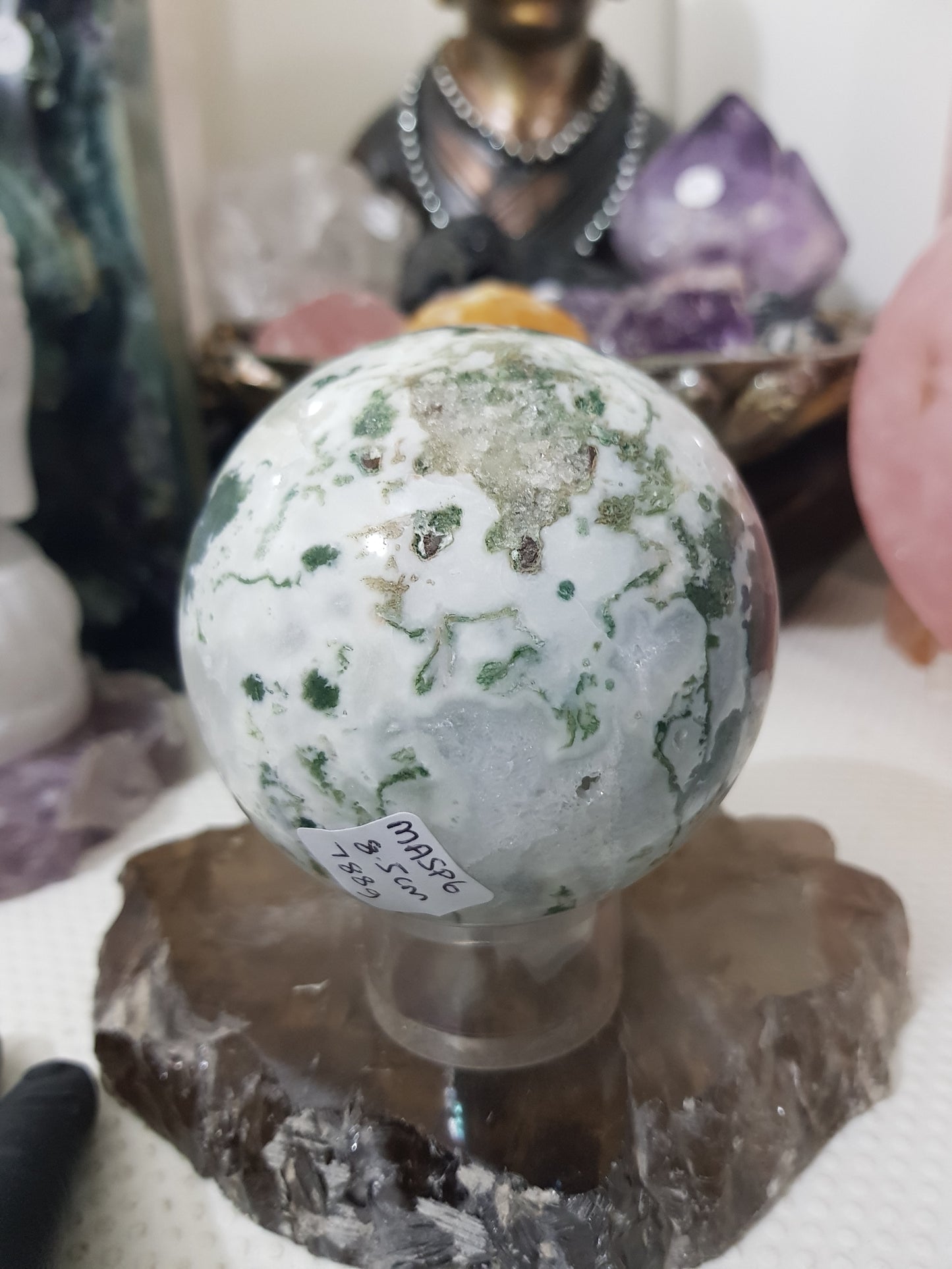 Moss Agate Crystal Sphere – MASP6