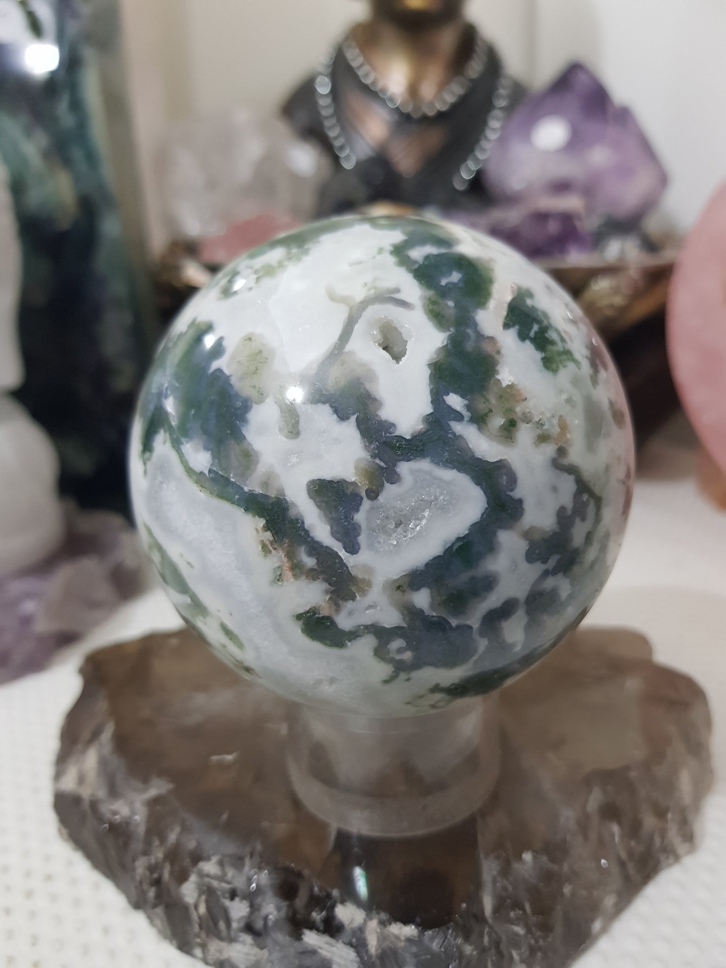 Moss Agate Crystal Sphere – MASP6
