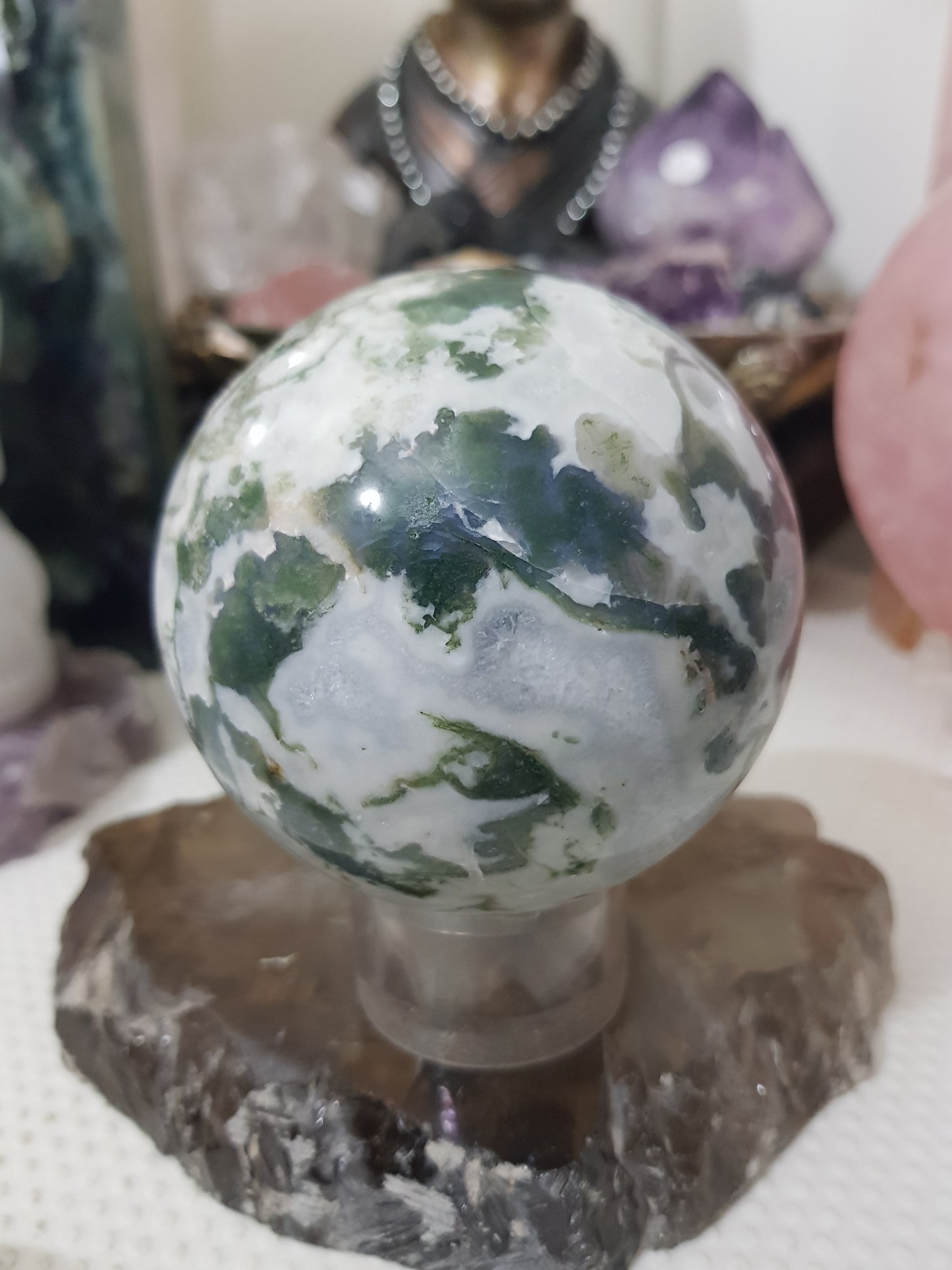 Moss Agate Crystal Sphere – MASP6