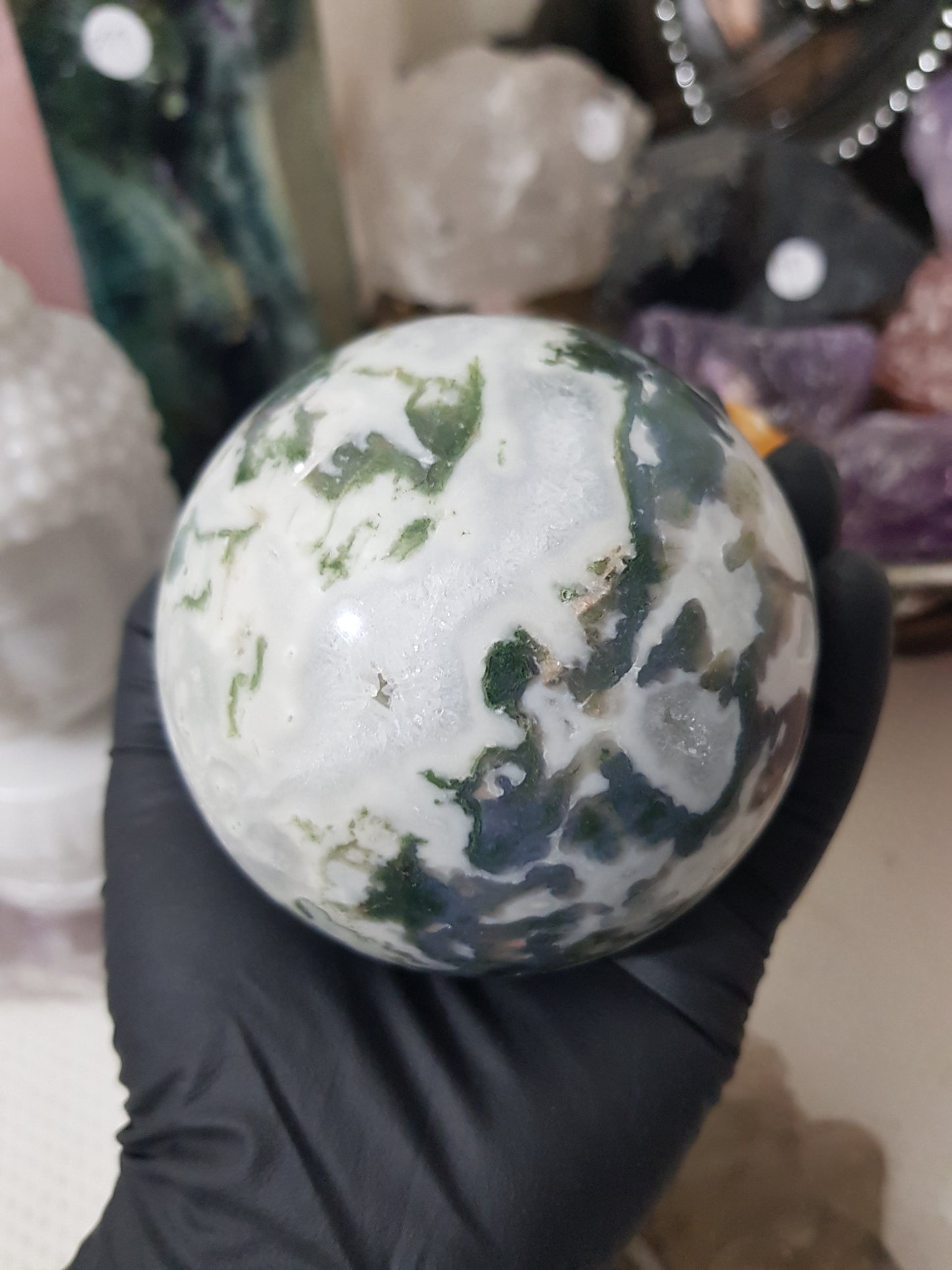 Moss Agate Crystal Sphere – MASP6