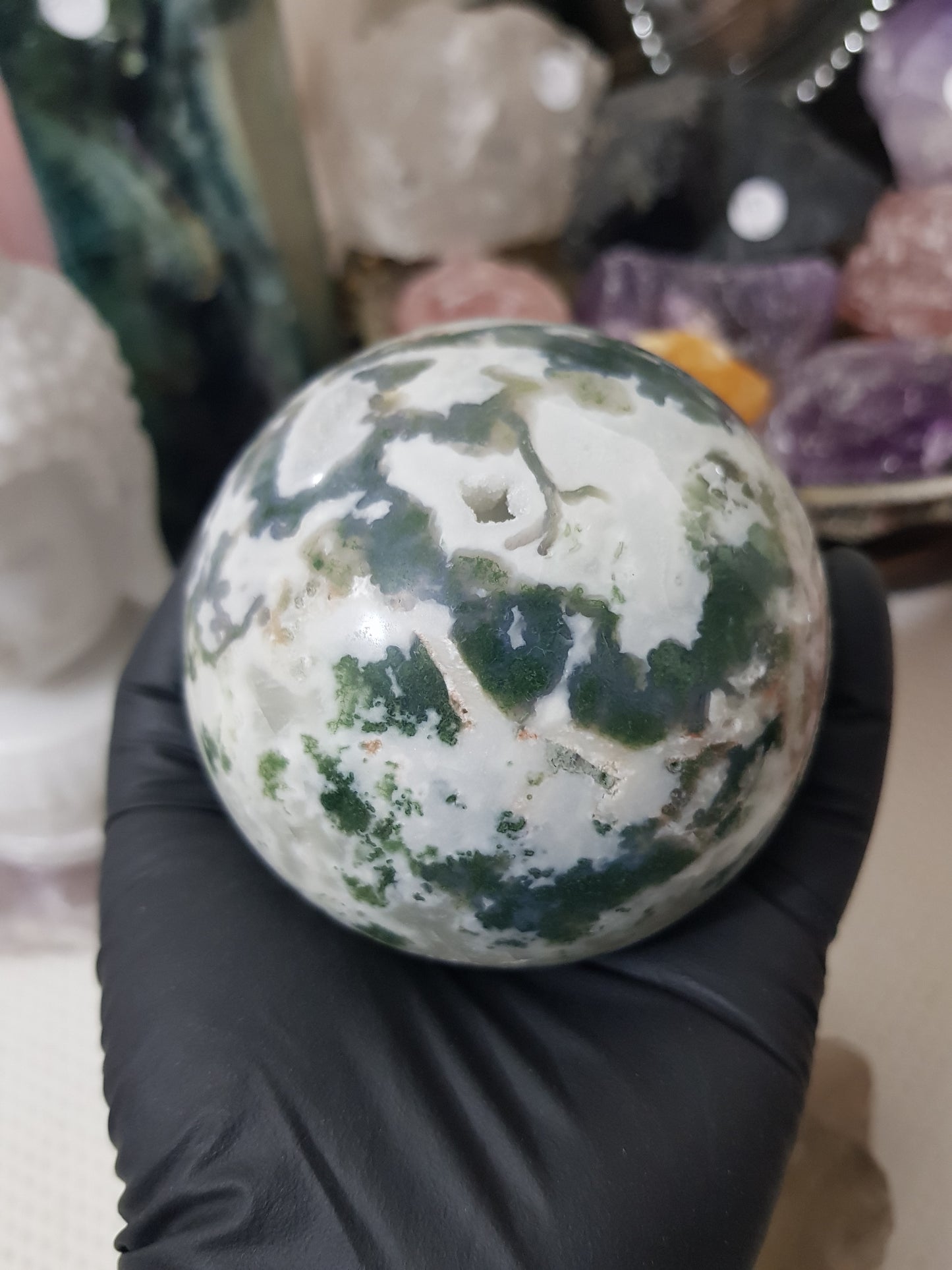 Moss Agate Crystal Sphere – MASP6