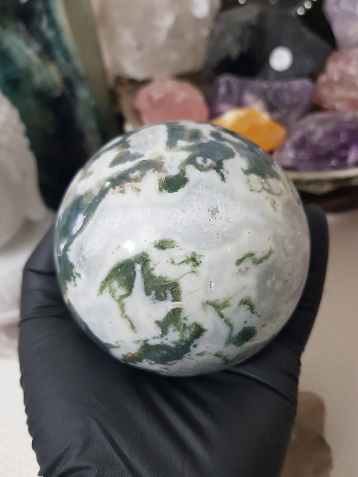 Moss Agate Crystal Sphere – MASP6