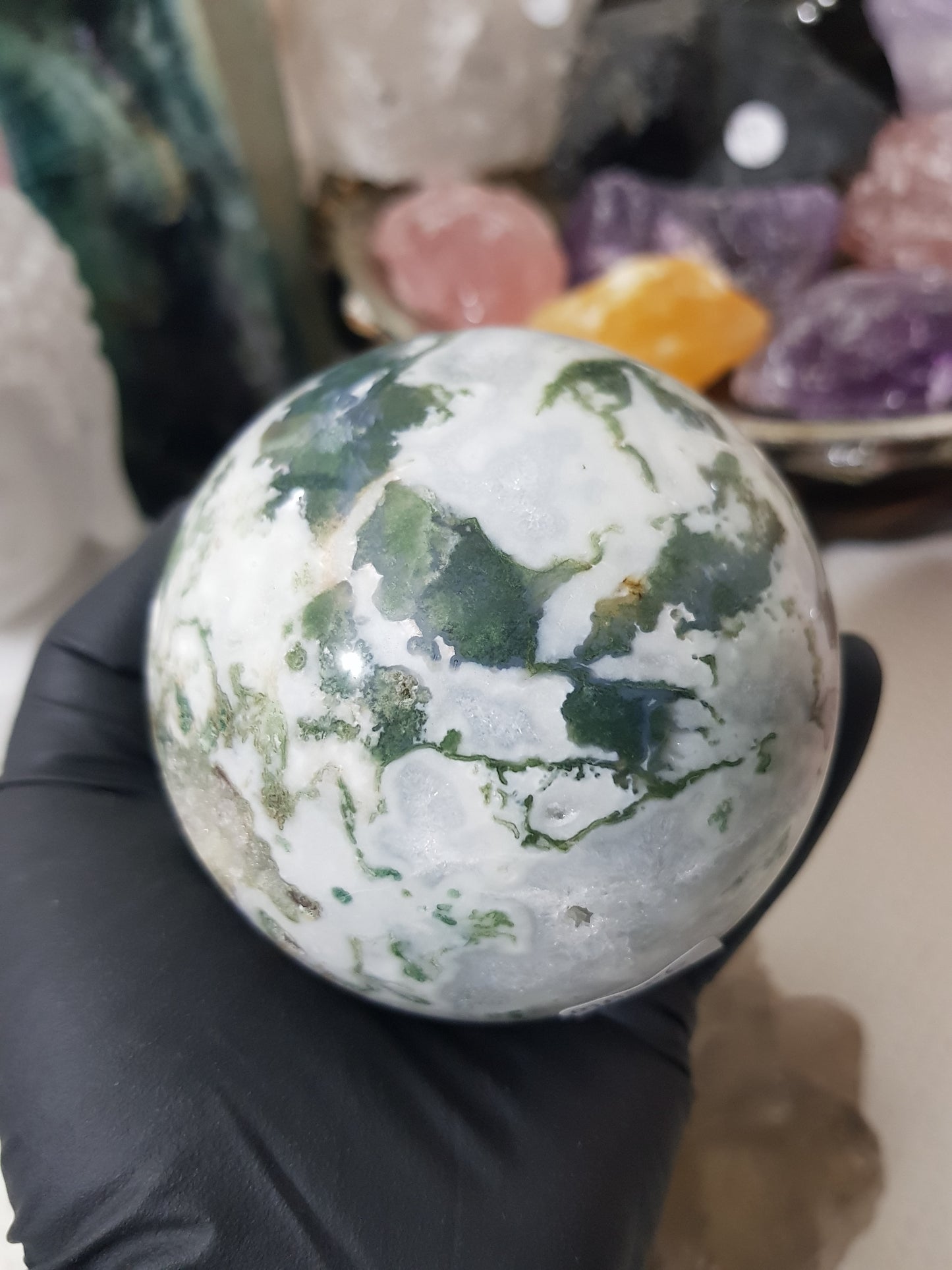 Moss Agate Crystal Sphere – MASP6