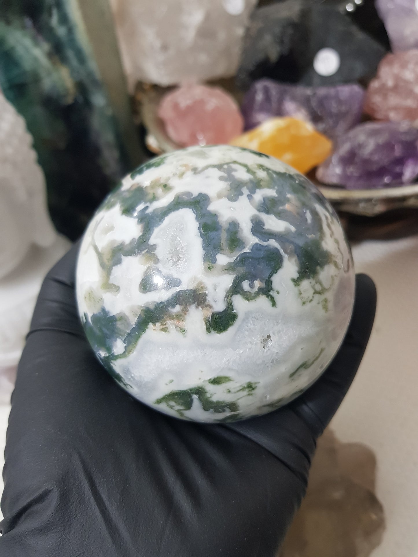 Moss Agate Crystal Sphere – MASP6