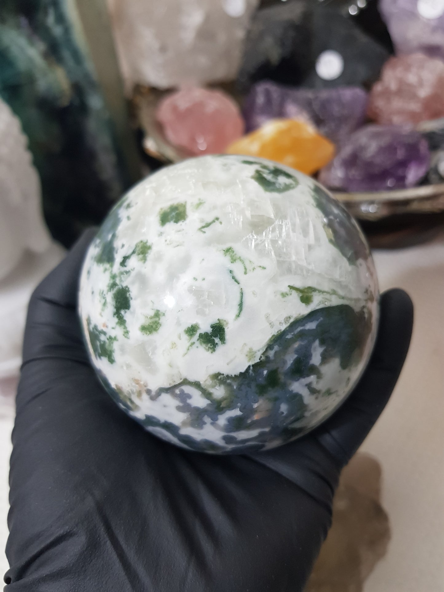 Moss Agate Crystal Sphere – MASP6