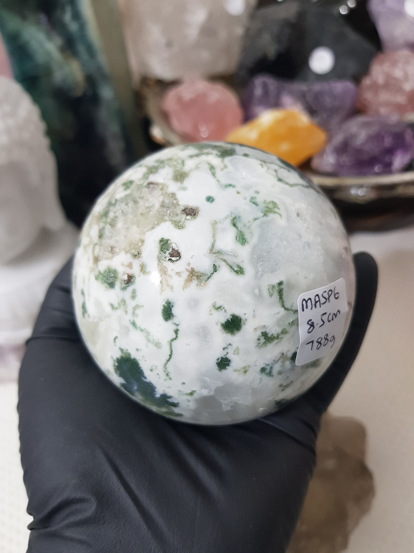 Moss Agate Crystal Sphere – MASP6