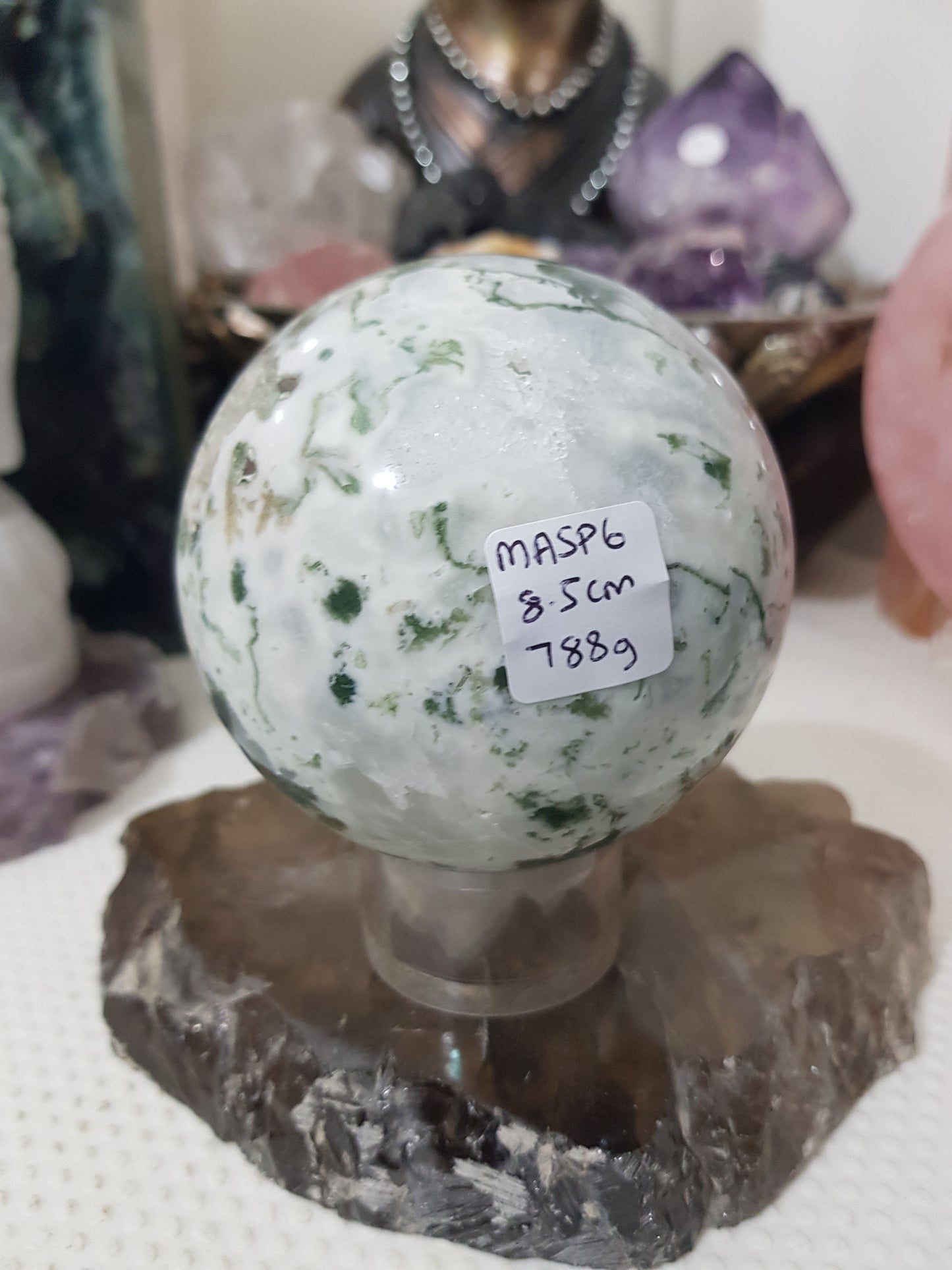 Moss Agate Crystal Sphere – MASP6