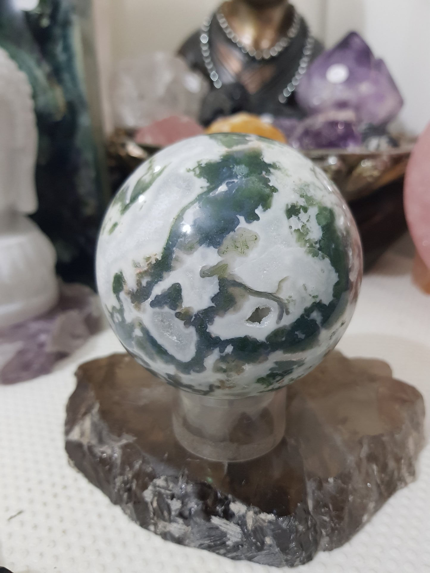 Moss Agate Crystal Sphere – MASP6