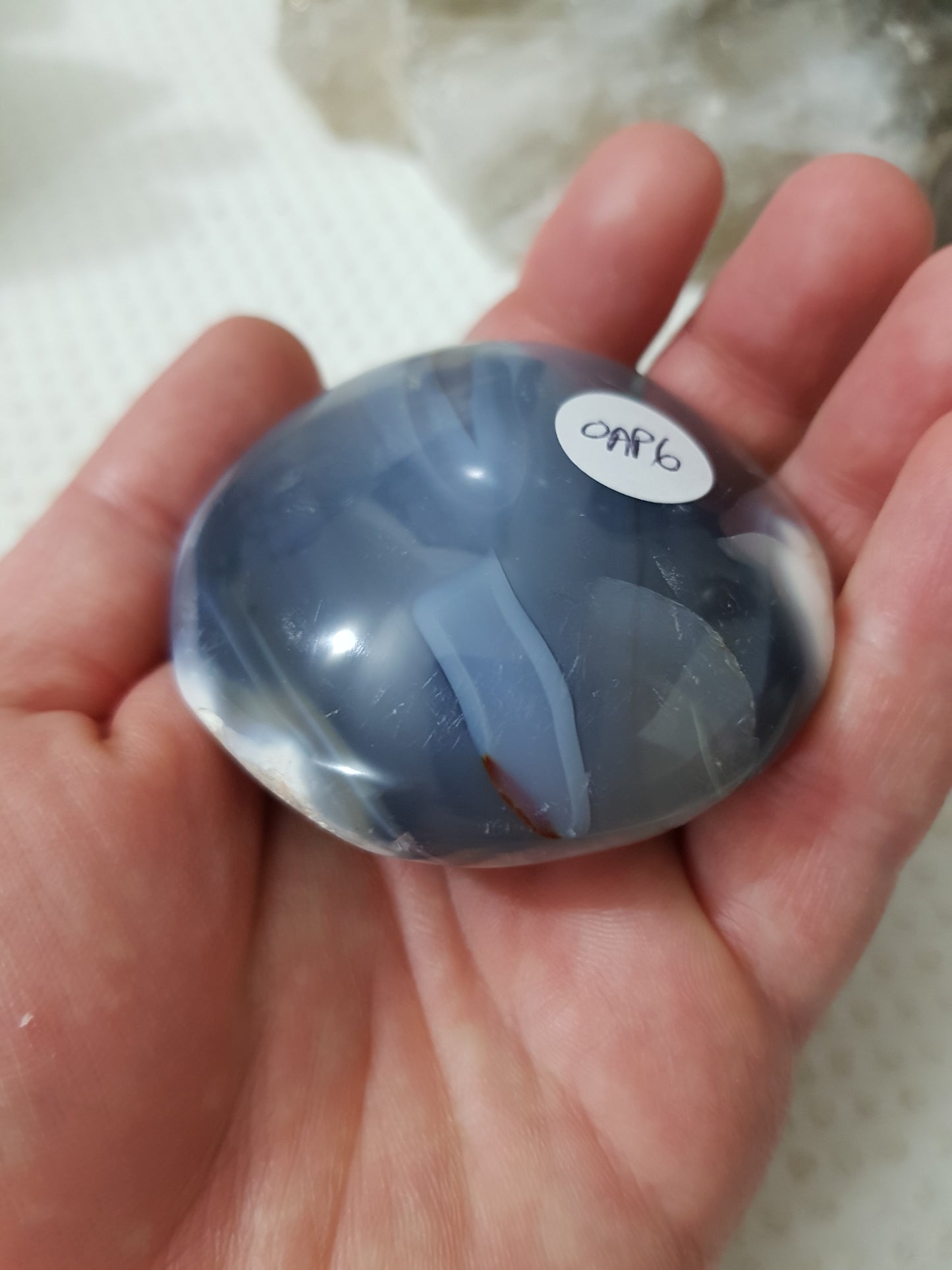 Orca Agate Crystal Palmstone – OAP6