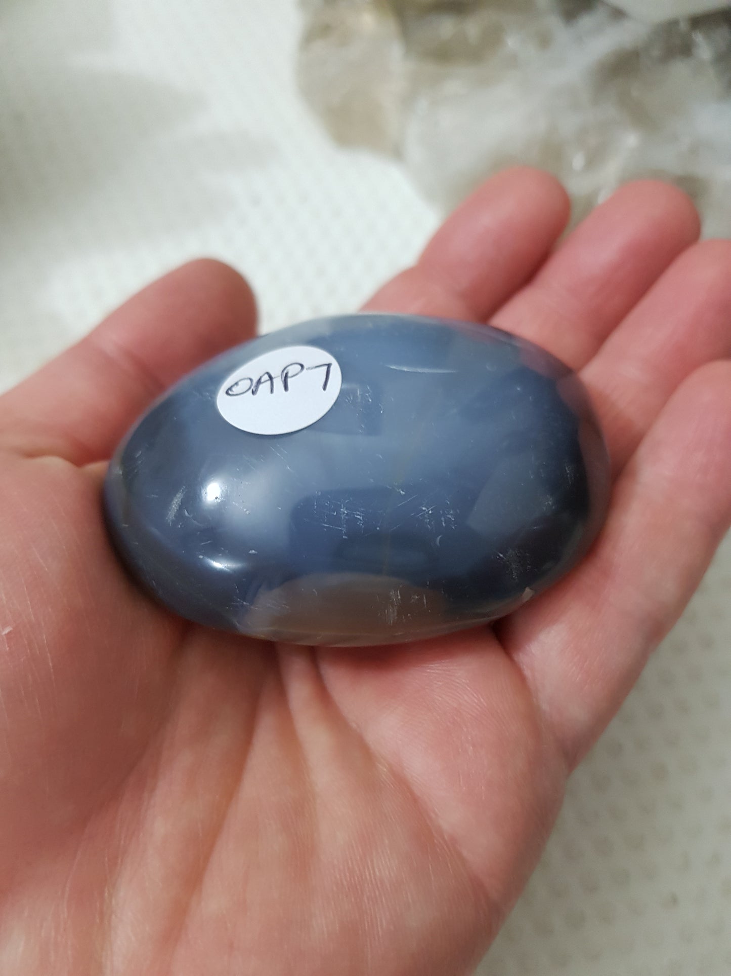 Orca Agate Crystal Palmstone – OAP7