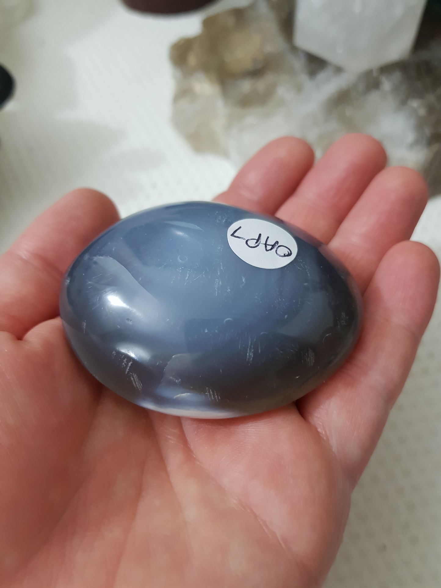 Orca Agate Crystal Palmstone – OAP7