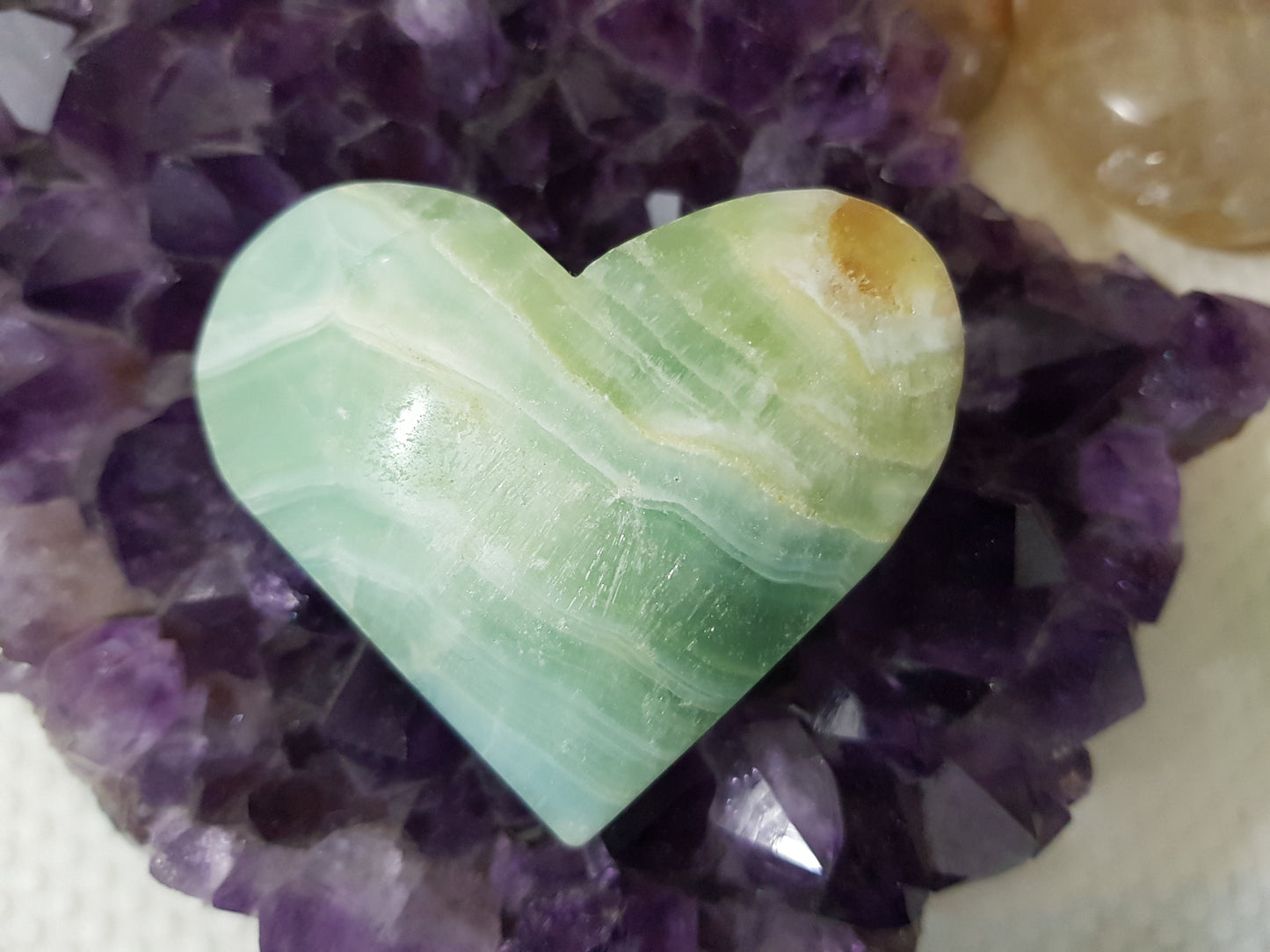 Pistachio Calcite Crystal Heart – PCH2