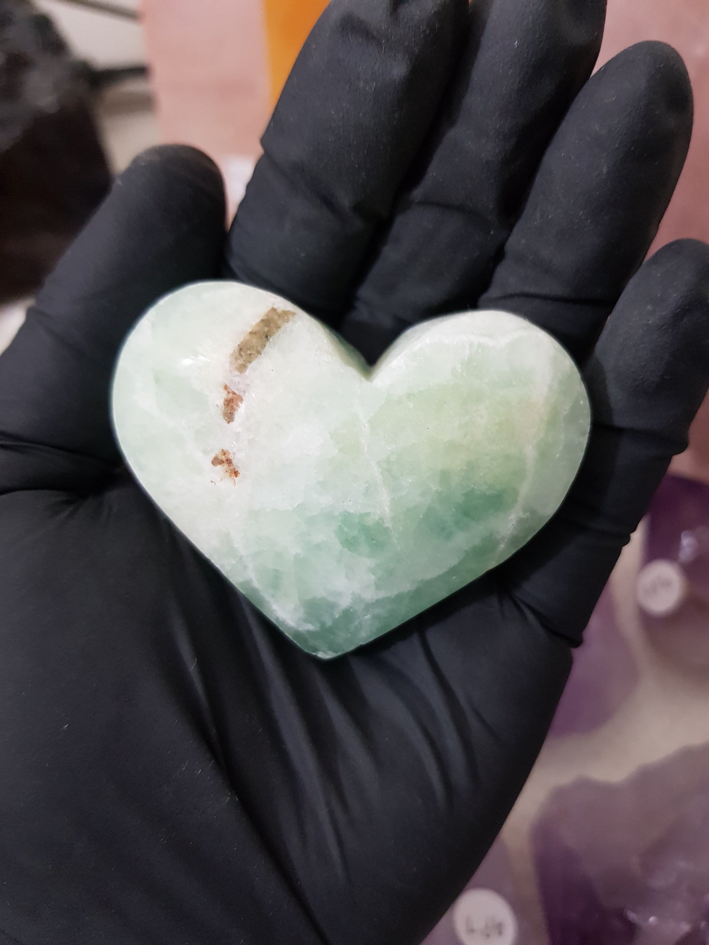Pistachio Calcite Crystal Heart – PCH5