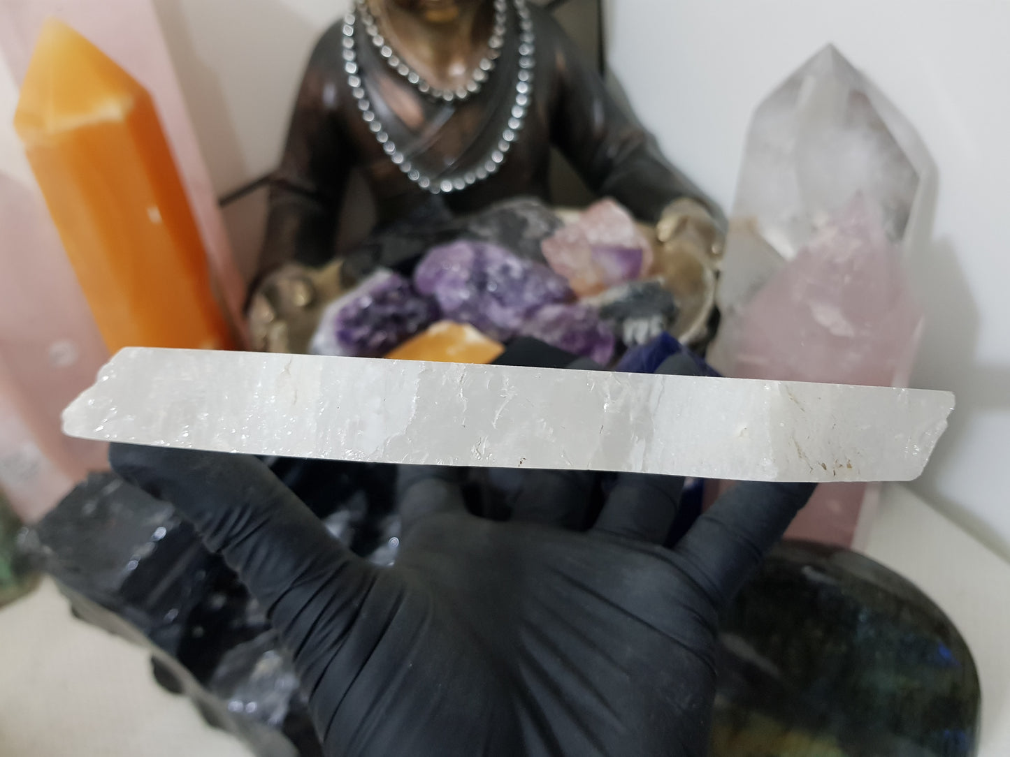Polished Clear Quartz Crystal Slice Madagascar Display Piece 16.5cm