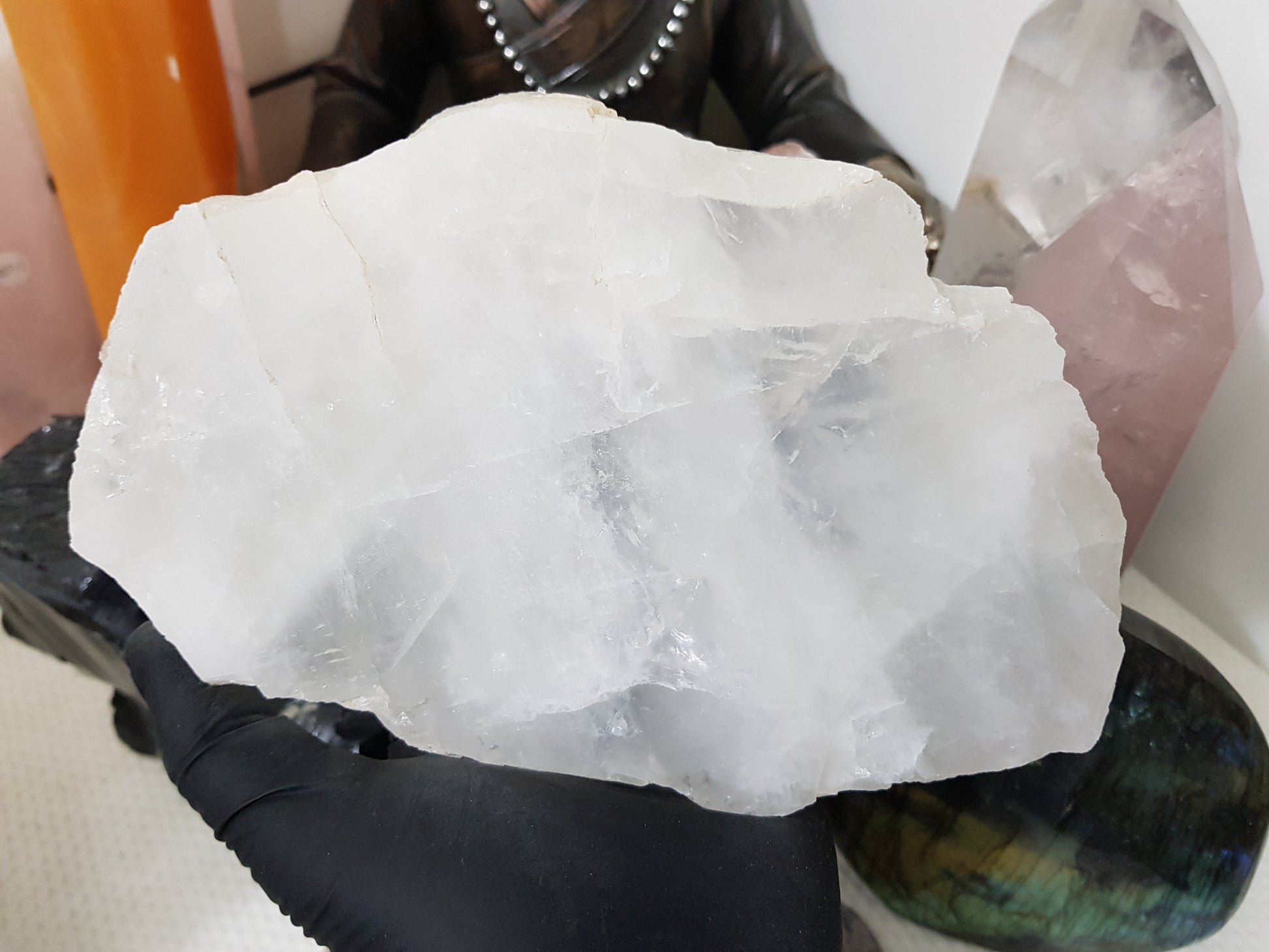 Polished Clear Quartz Crystal Slice Madagascar Display Piece 18.5cm