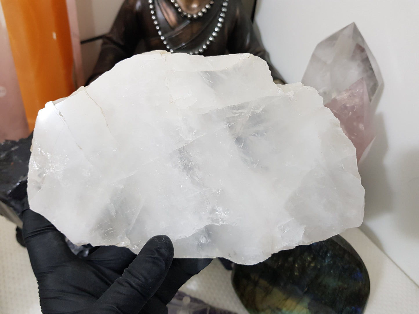Polished Clear Quartz Crystal Slice Madagascar Display Piece 18.5cm