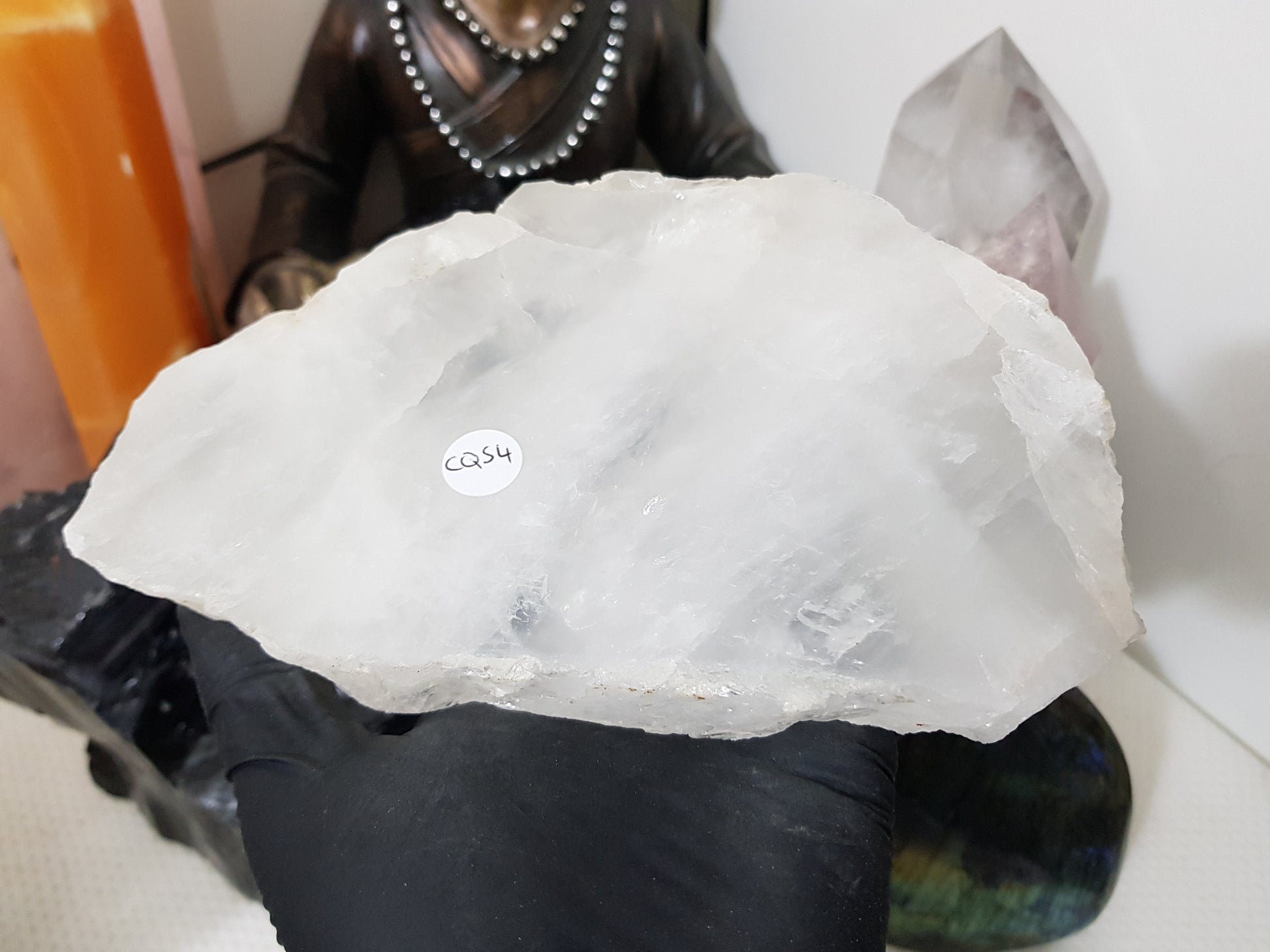 Polished Clear Quartz Crystal Slice Madagascar Display Piece 18.5cm