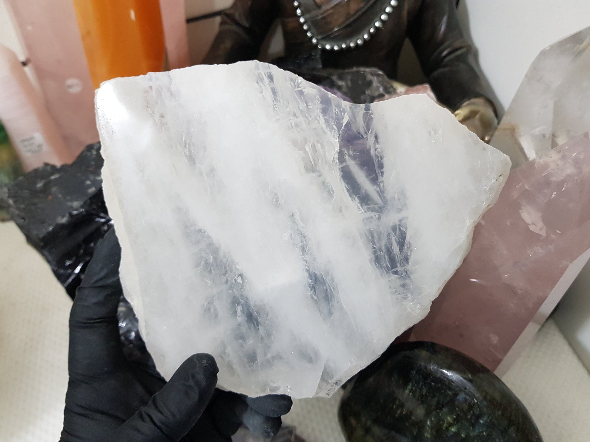 Polished Clear Quartz Crystal Slice Madagascar Display Piece 16.5cm