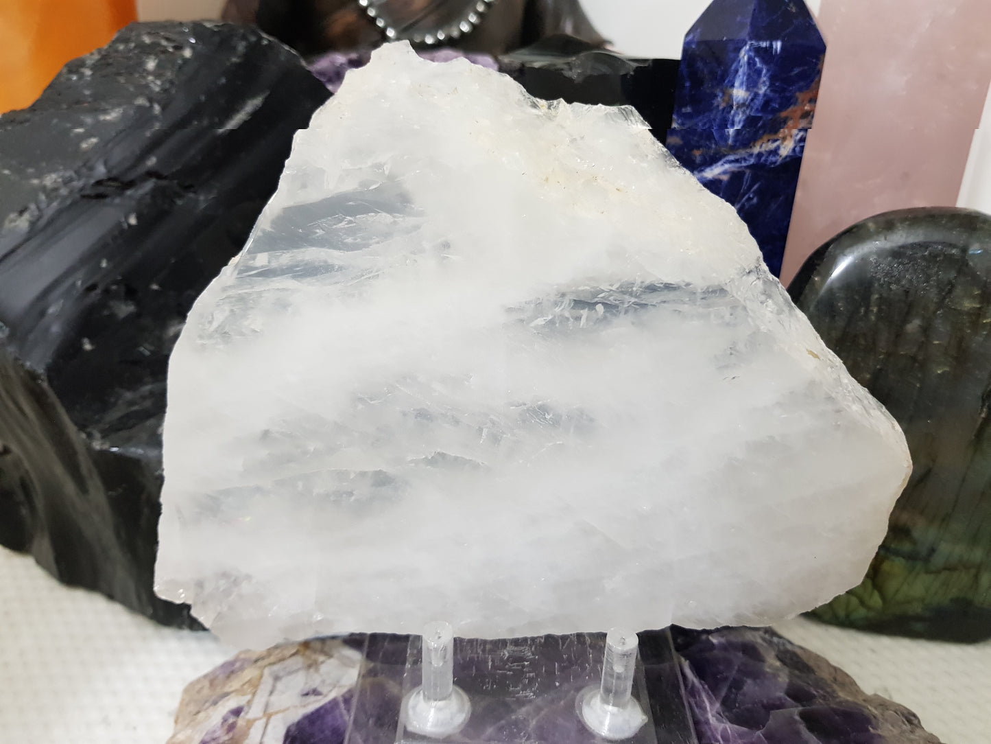 Polished Clear Quartz Crystal Slice Madagascar Display Piece 16cm