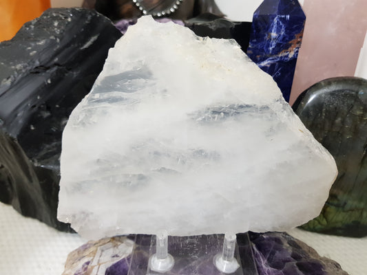 Polished Clear Quartz Crystal Slice Madagascar Display Piece 16cm