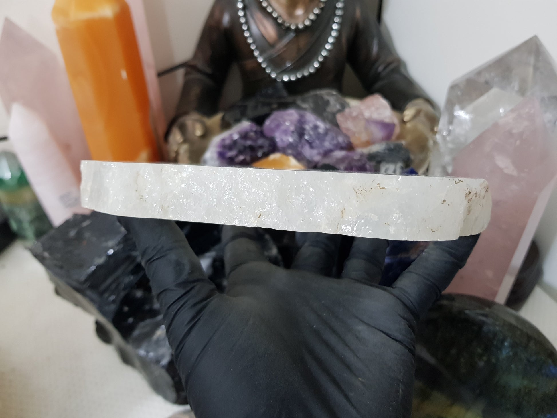 Polished Clear Quartz Crystal Slice Madagascar Display Piece 16cm
