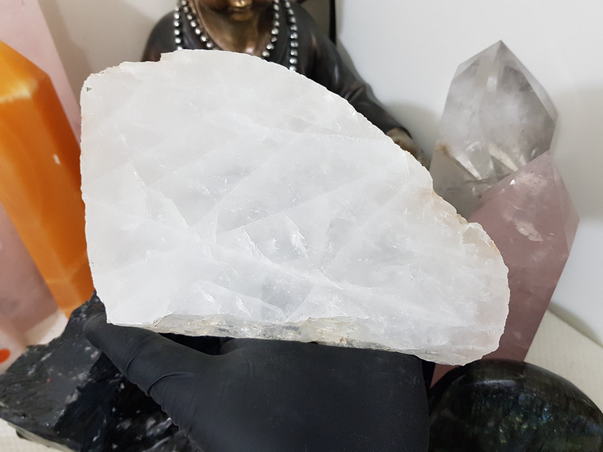 Polished Clear Quartz Crystal Slice Madagascar Display Piece 17.5cm