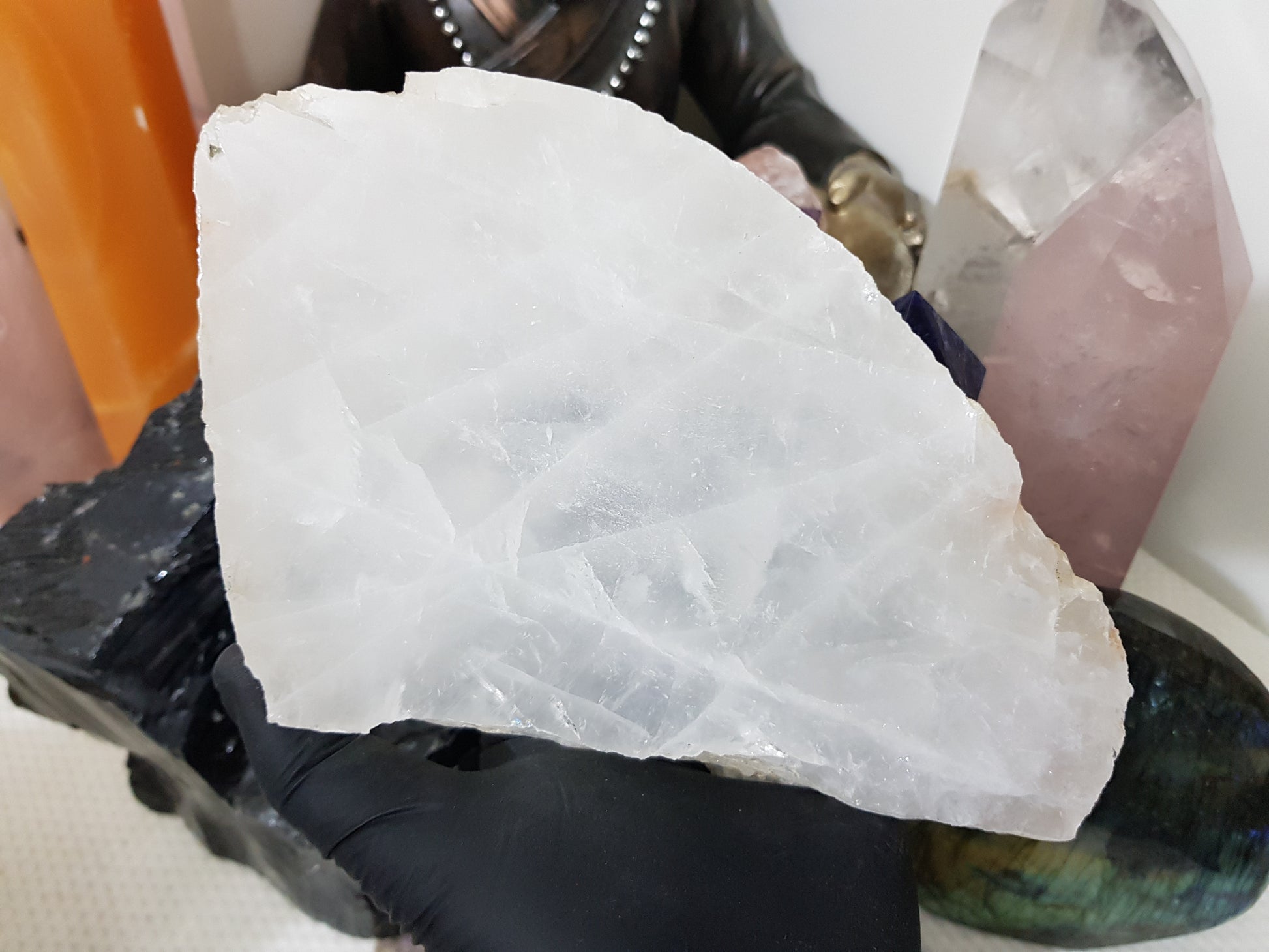 Polished Clear Quartz Crystal Slice Madagascar Display Piece 17.5cm
