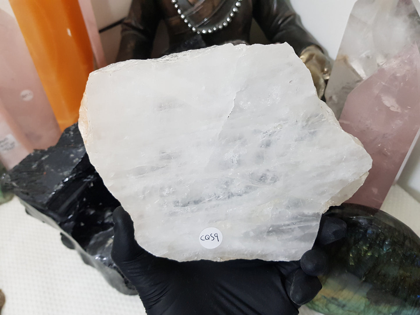 Polished Clear Quartz Crystal Slice Madagascar Display Piece 17.5cm
