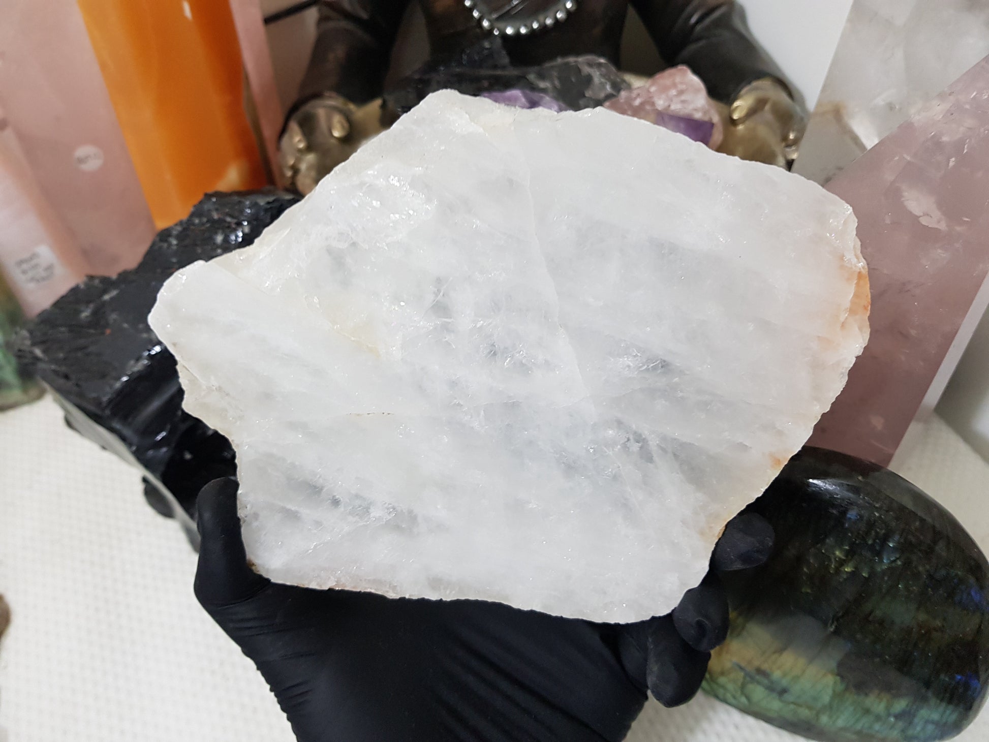 Polished Clear Quartz Crystal Slice Madagascar Display Piece 17.5cm