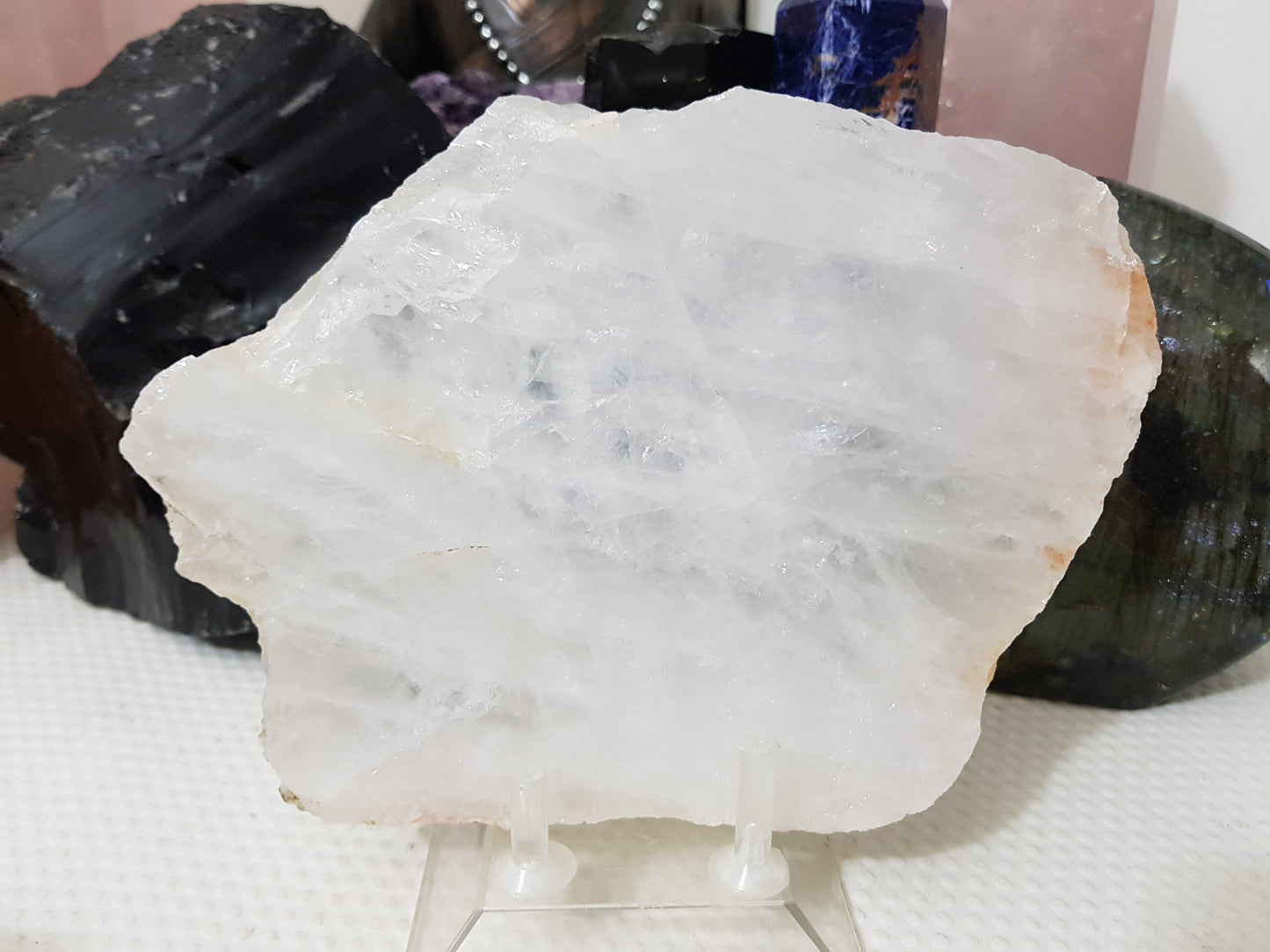 Polished Clear Quartz Crystal Slice Madagascar Display Piece 17.5cm