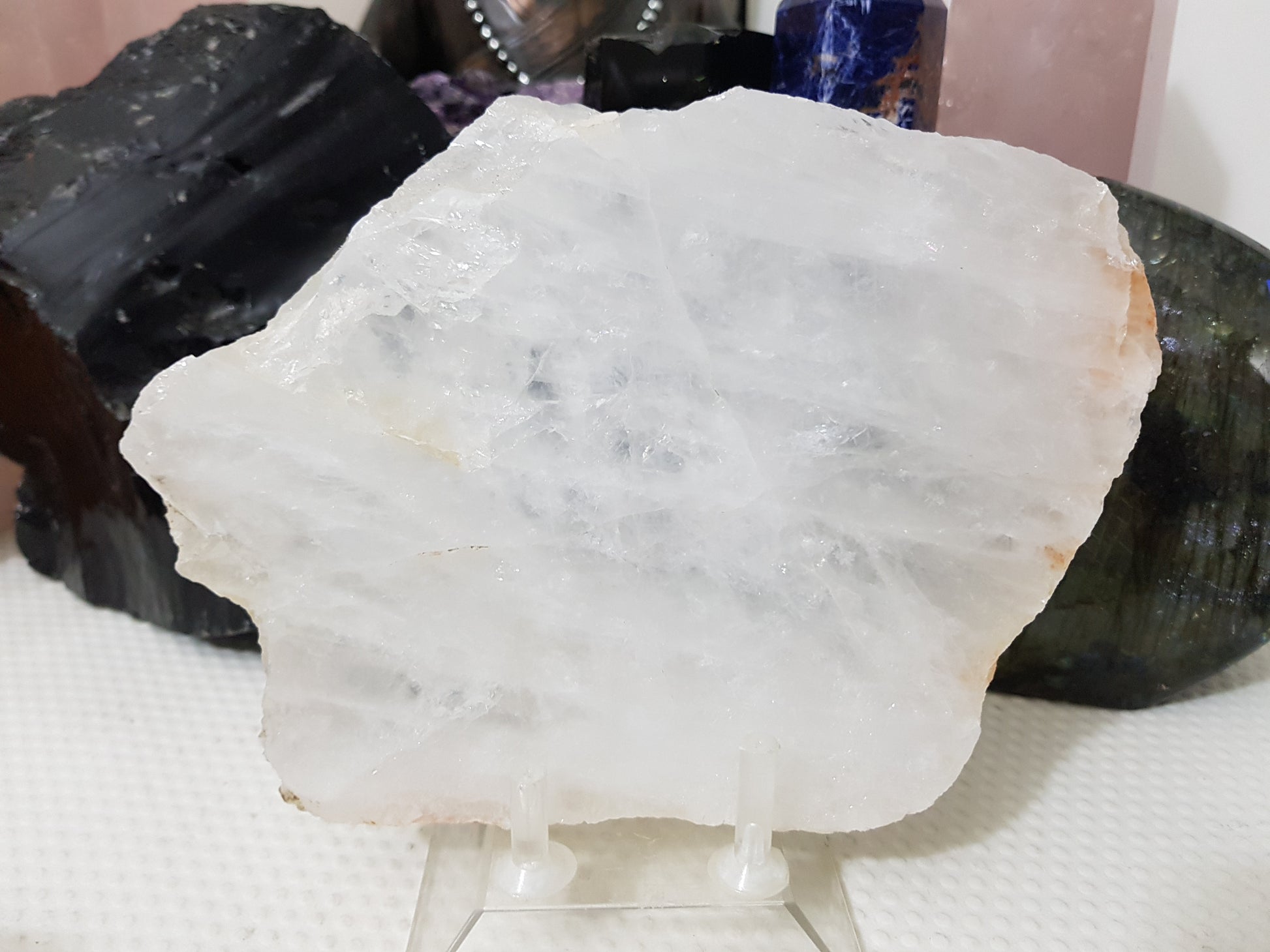 Polished Clear Quartz Crystal Slice Madagascar Display Piece 17.5cm