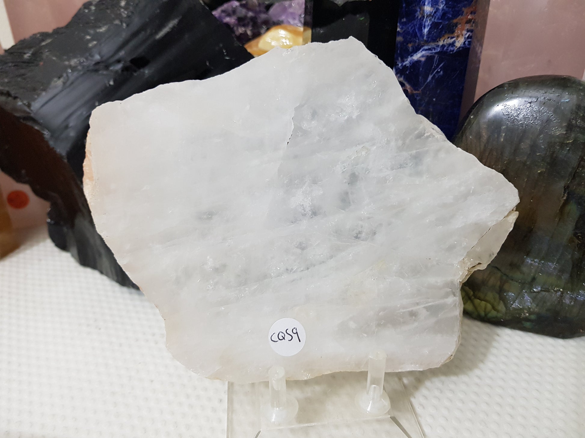 Polished Clear Quartz Crystal Slice Madagascar Display Piece 17.5cm